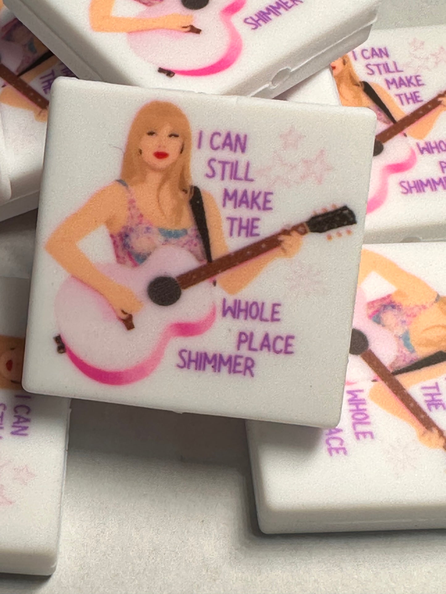 New 2-21-25 Taylor Swift focal bead/ eras tour/ Swiftie/ pink guitar/ shimmer