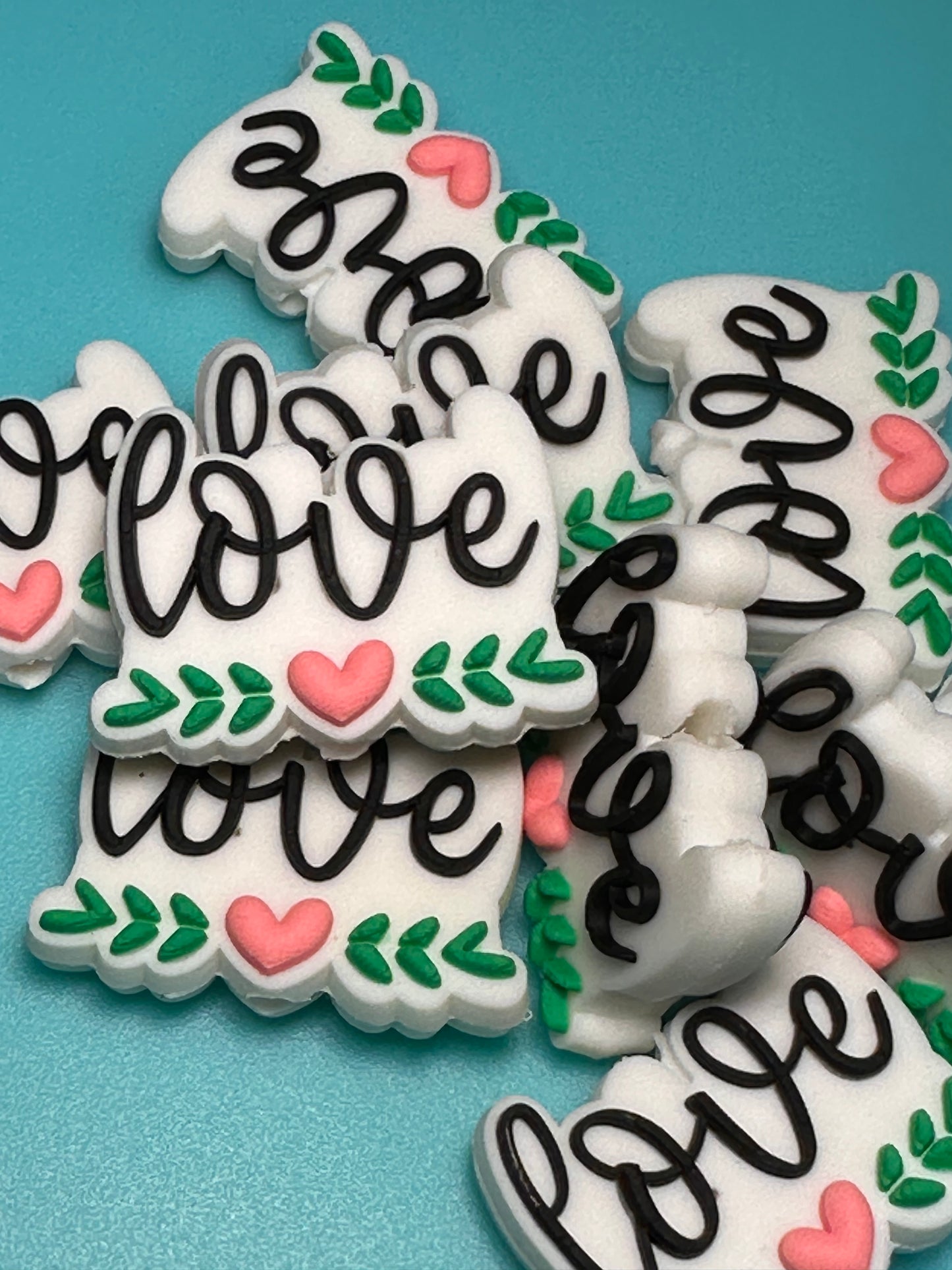 Heart Love beads/ beadable pen/ Silicone bead/ keychain bead/Valentines Day