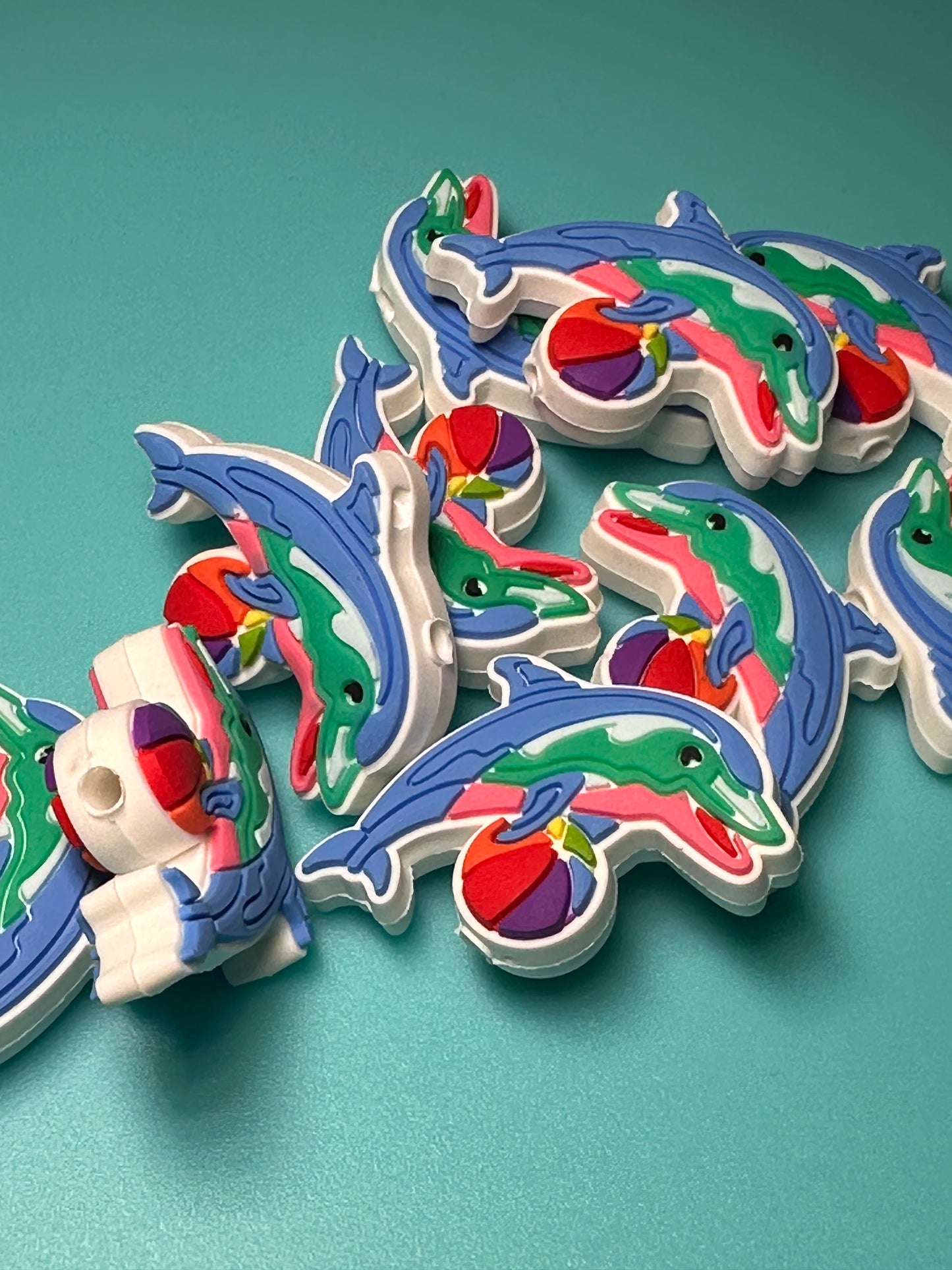 Colorful dolphin/ silicone focal bead/ pen beading / DIY keychain bead