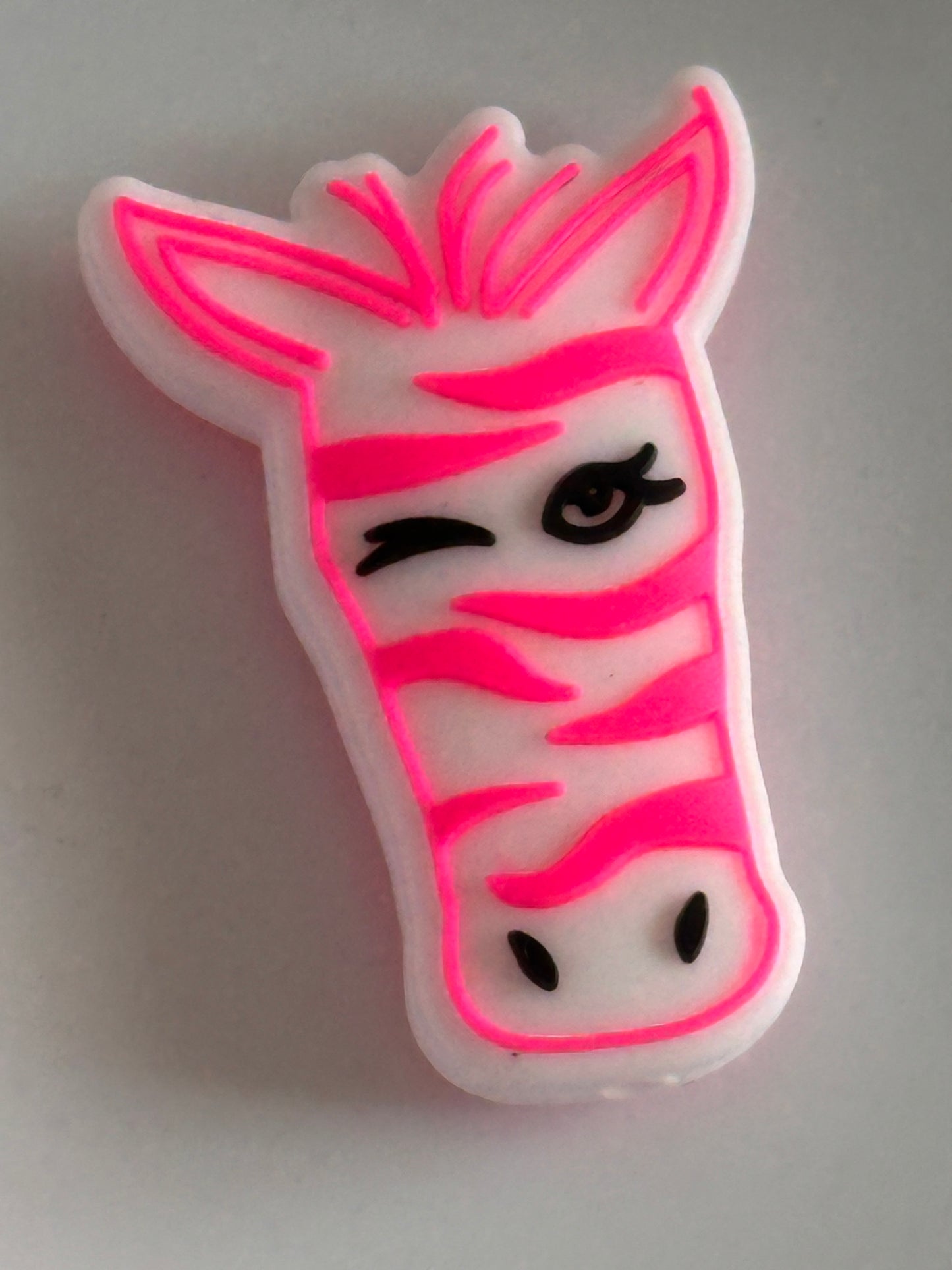 Pink Zebra striped focal bead / zoo