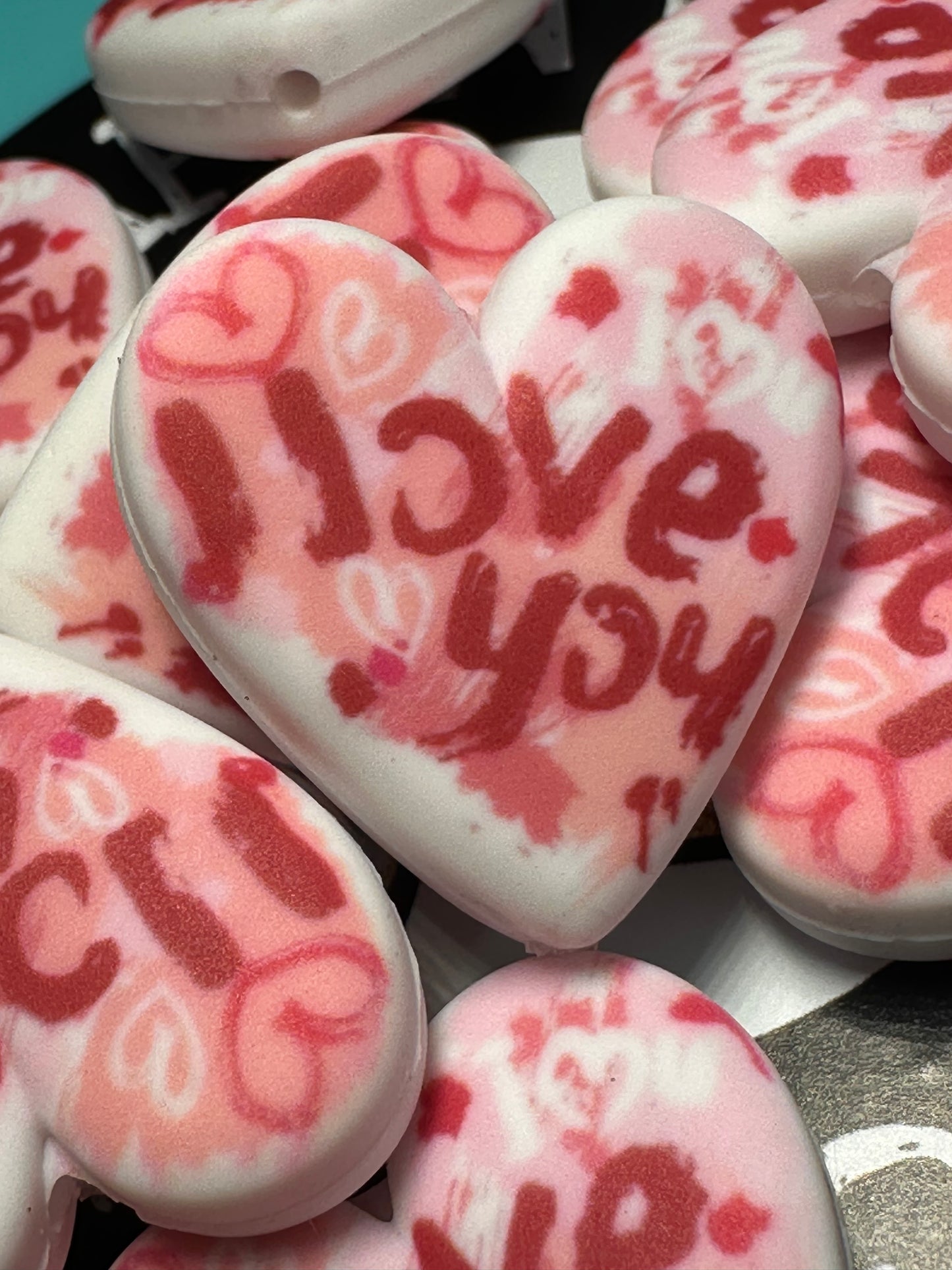 I love you Heart Focal Bead / colorful bead/ Mothers Day bead/ Valentines Day