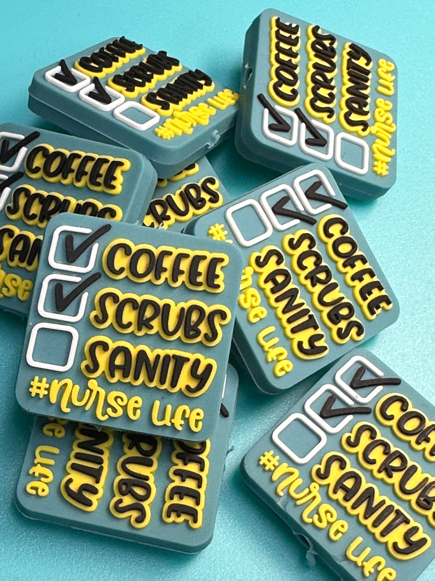 Nurse scrubs sanity silicone focal bead