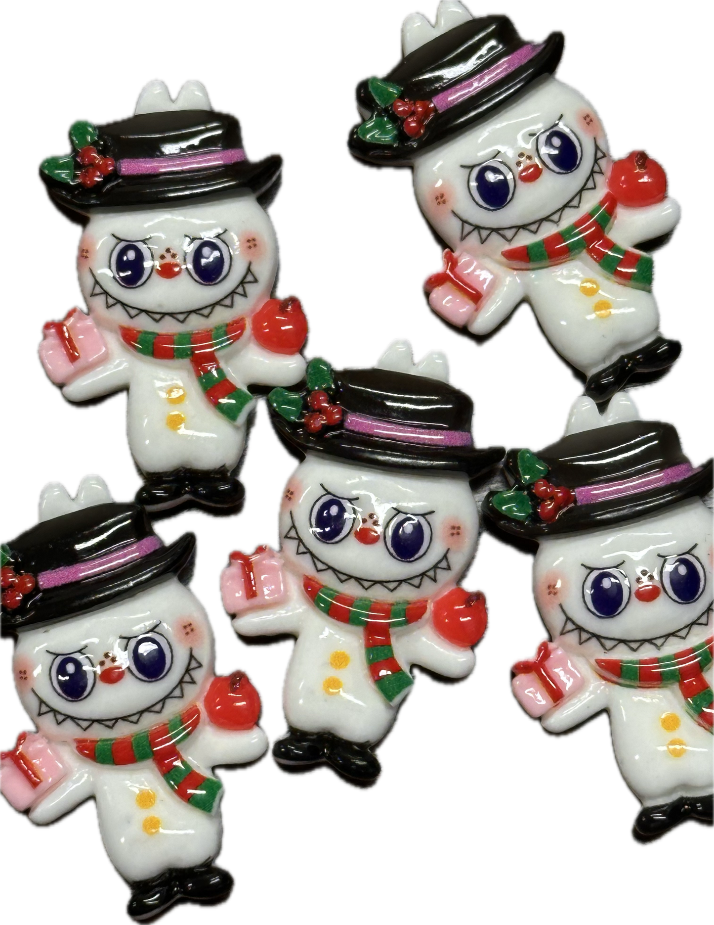 Labubu Christmas flat back charms/Seven different (7) charms included /acrylic pieces perfect for DIY phone cases