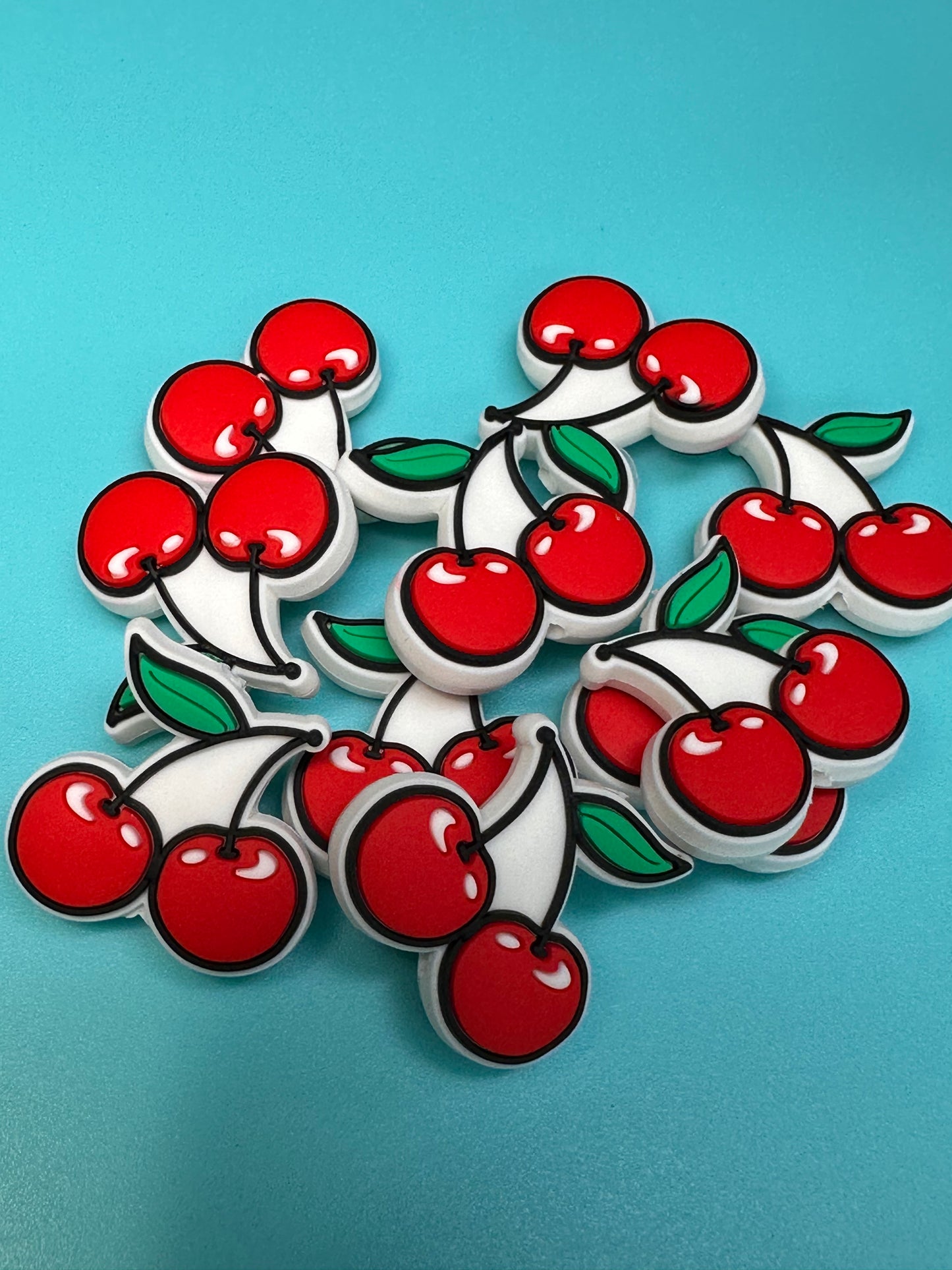 Cherries Silicone focal bead for pen beading and keychain DIY/ snack food/ #1