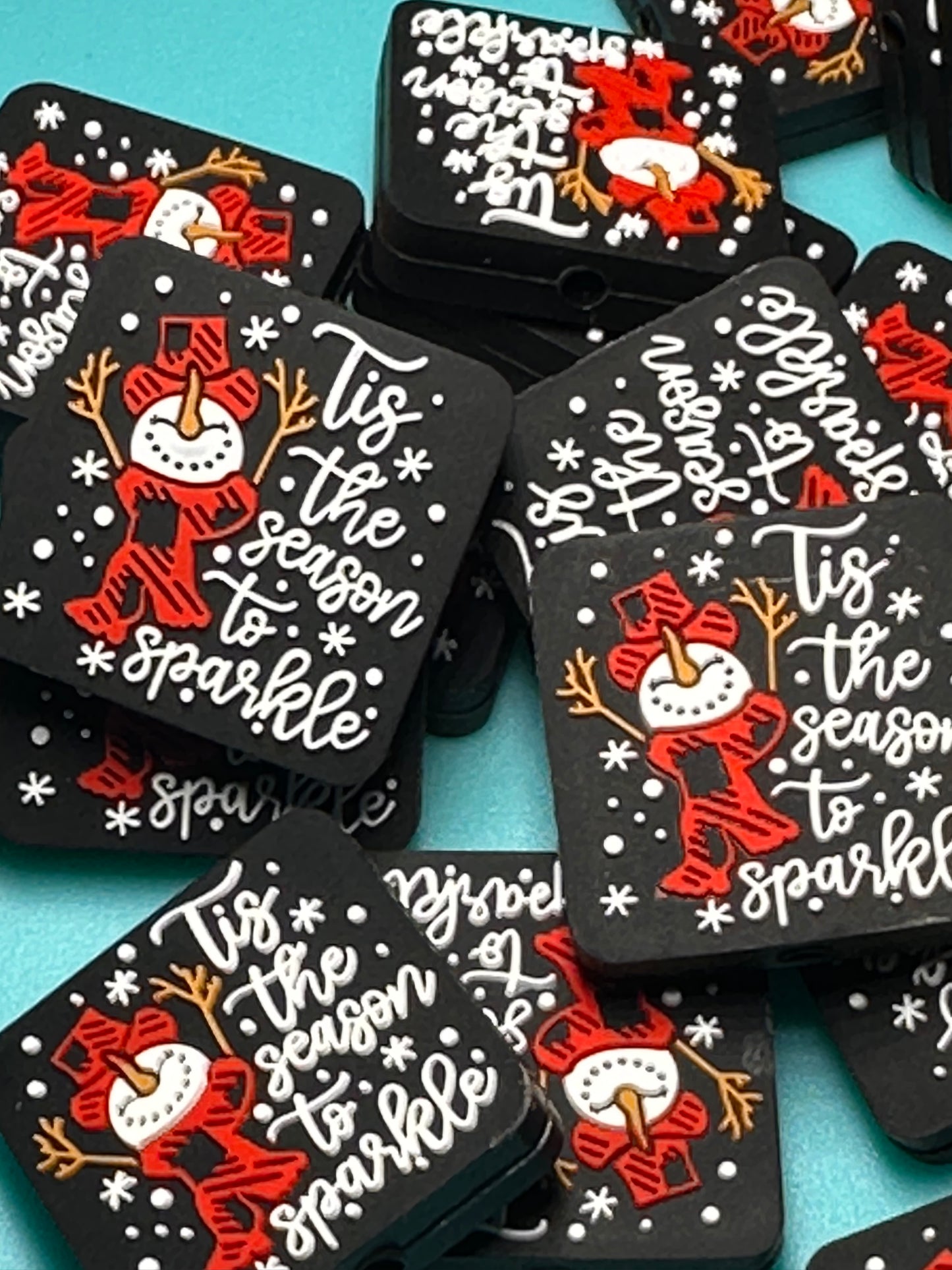 Snowman/ Focal Bead/ beadable pen/ Silicone bead/ keychain bead/ Christmas/ sparkle season
