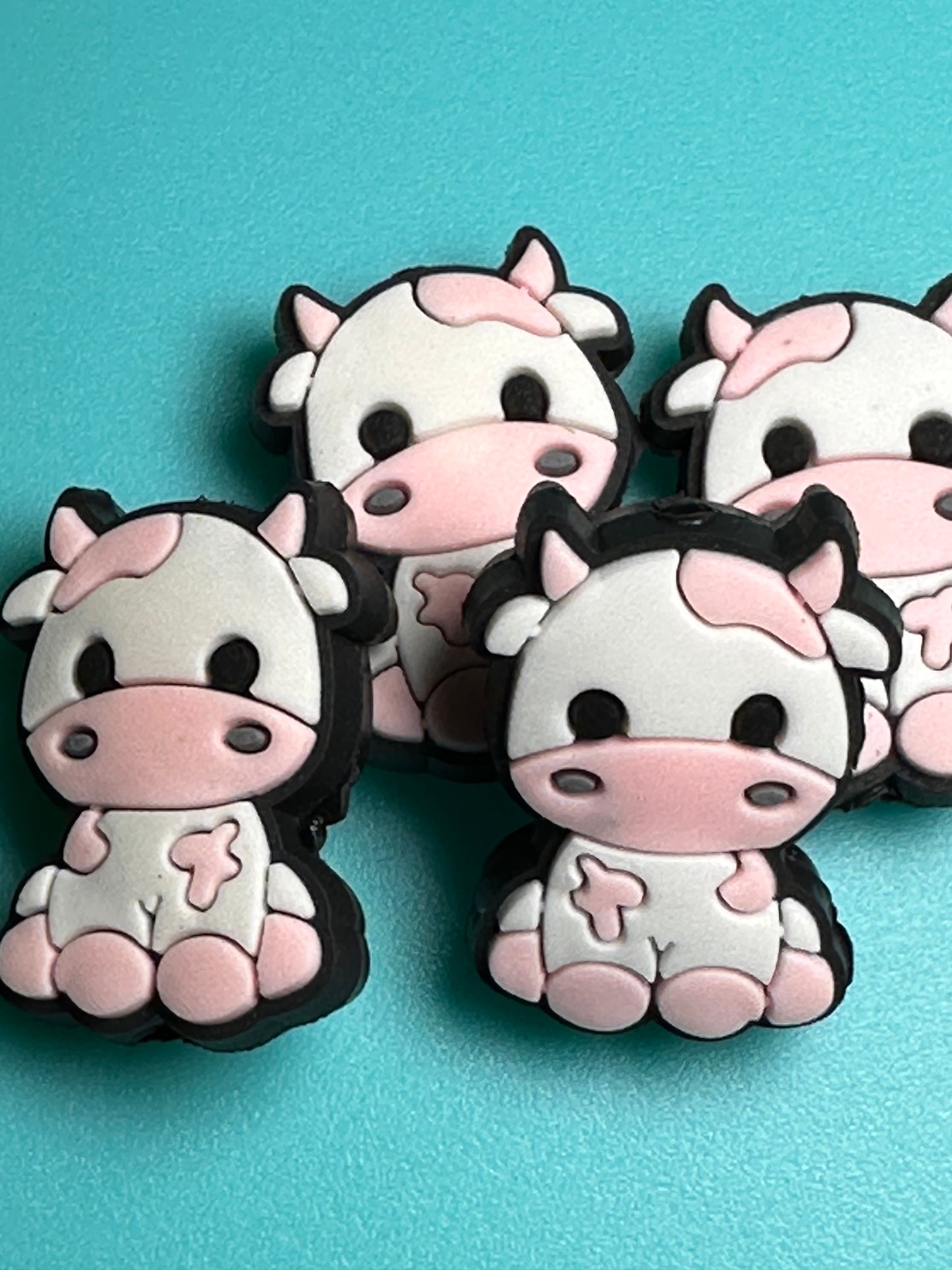 Colorful Cow Focal Bead/ beadable pen/ Silicone bead/ keychain bead/