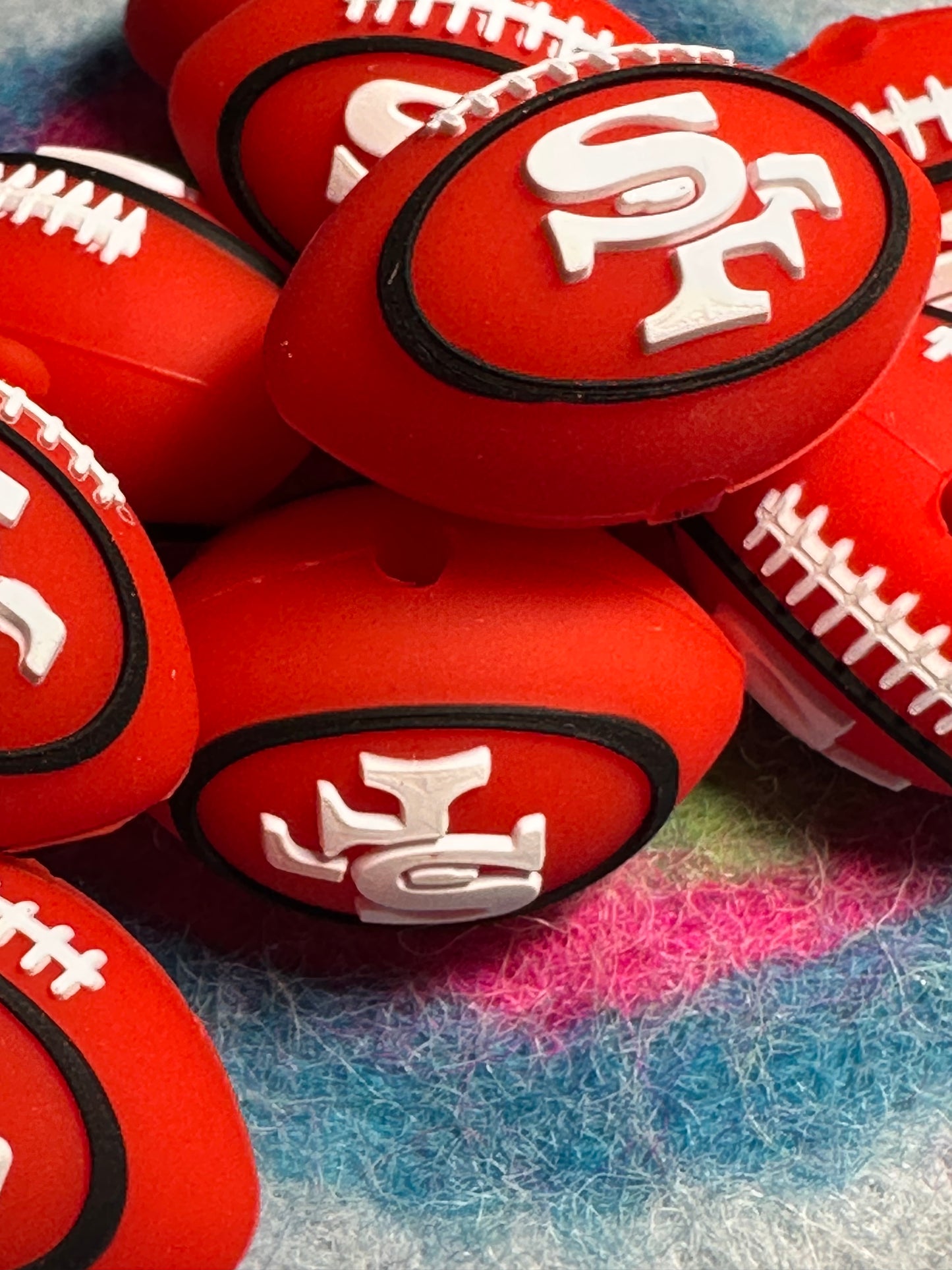3D football shaped San Francisco 49ers focal bead/ SF