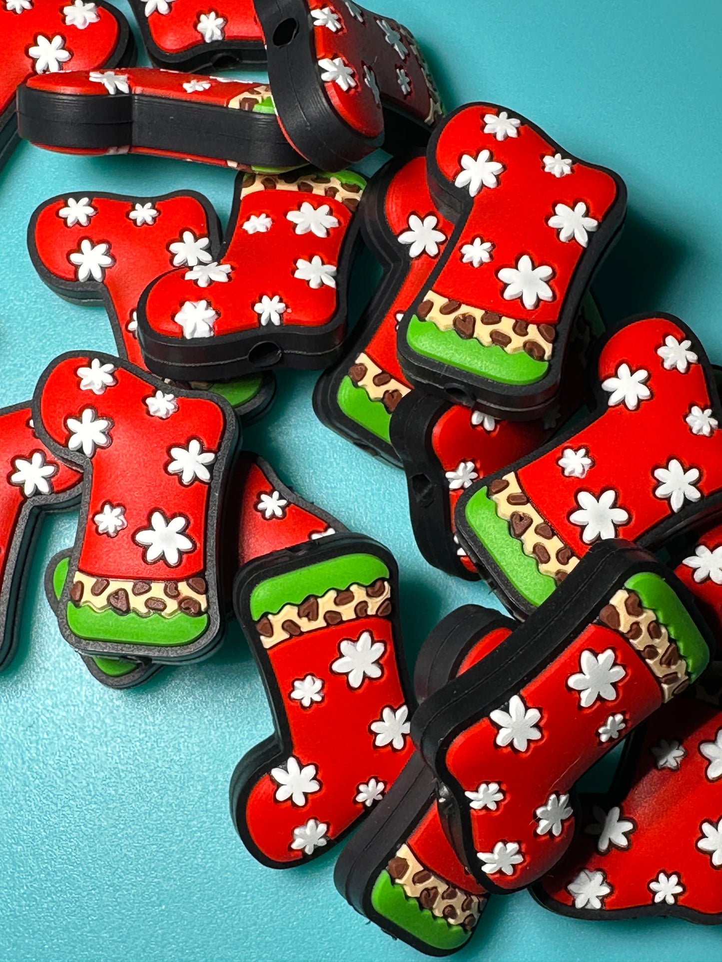Christmas/ Focal Bead/ beadable pen/ Silicone bead/ keychain bead/ stocking #2