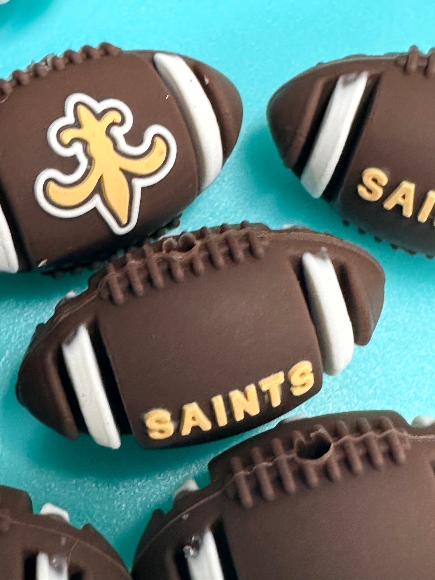 3D football shaped New Orleans Saints focal bead