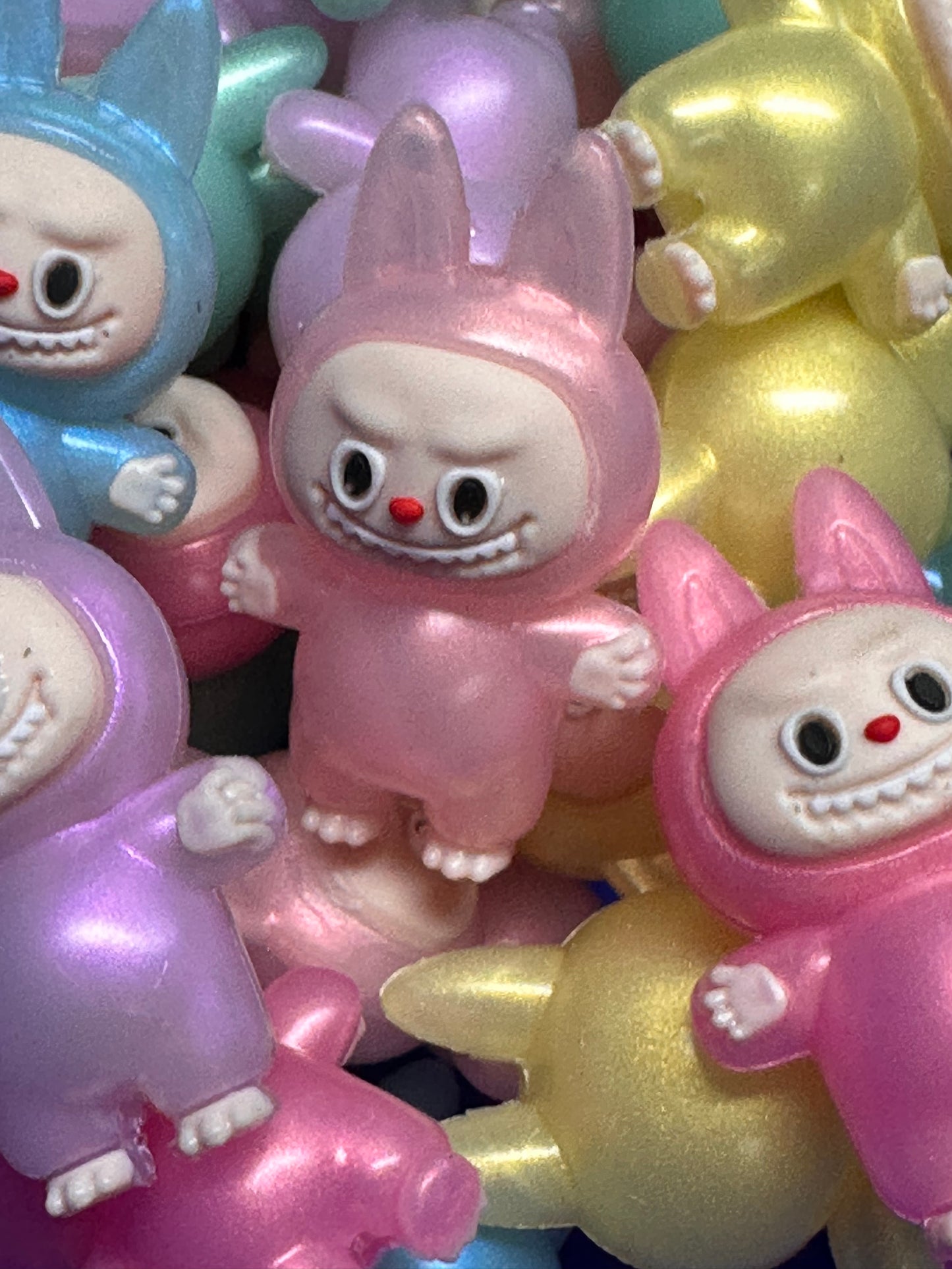 3D standing Labubu focal bead/ set of five (5) random pvc rubber focal bead for pen beading/monster/ elf