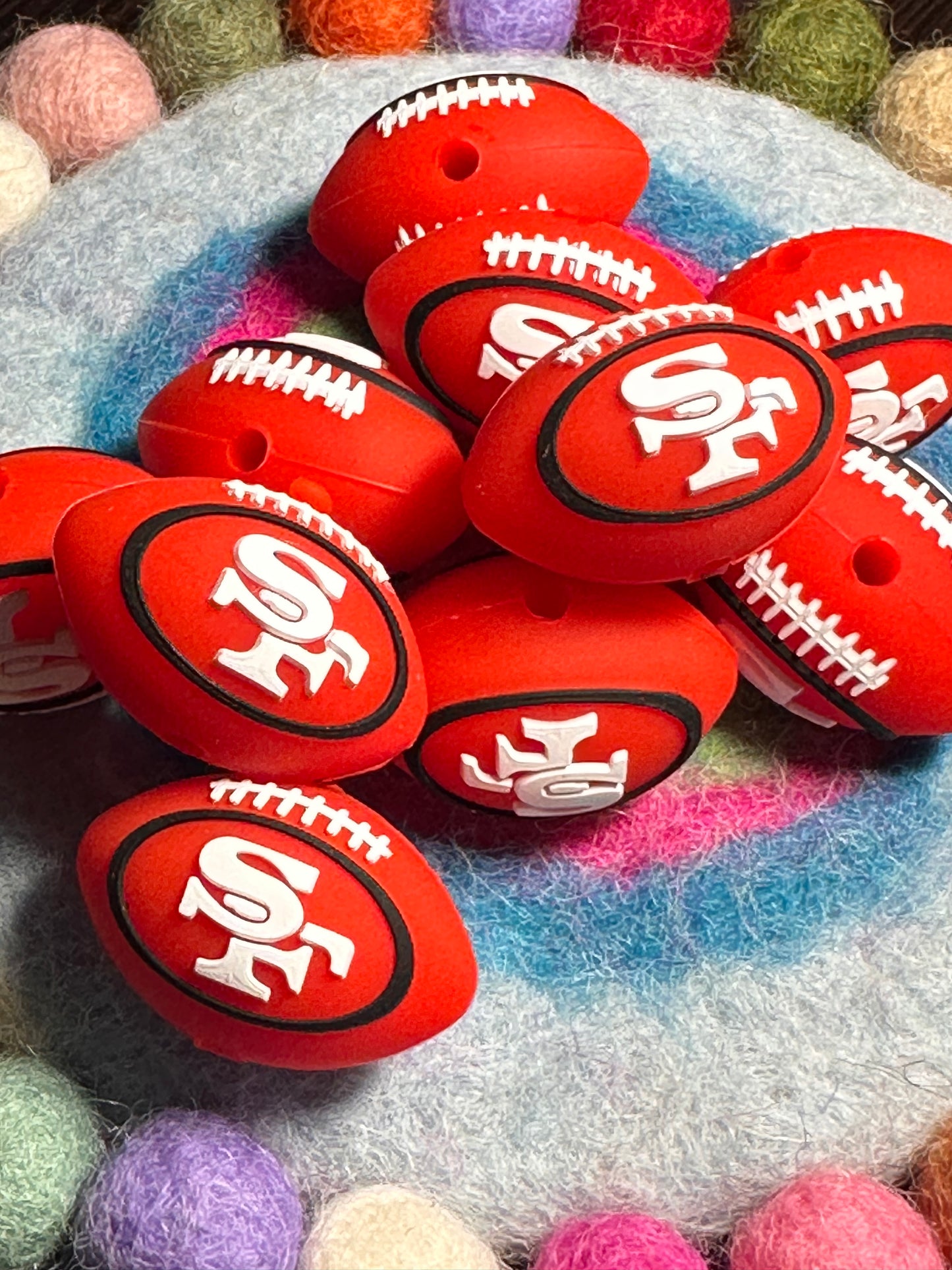 3D football shaped San Francisco 49ers focal bead/ SF