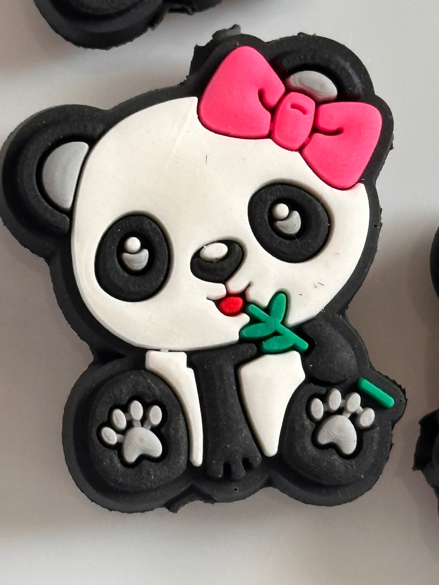 Panda bear with pink bow/ Focal Bead/ beadable pen/ Silicone bead/ keychain bead/ bear