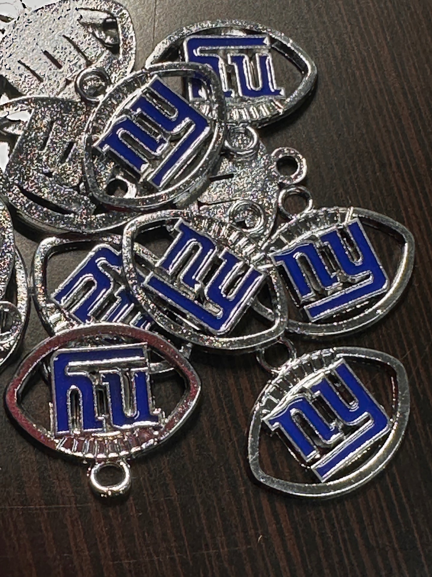 Enameled metal charms/ NY Giants pendant/ DIY charm bracelet/ DIY necklace