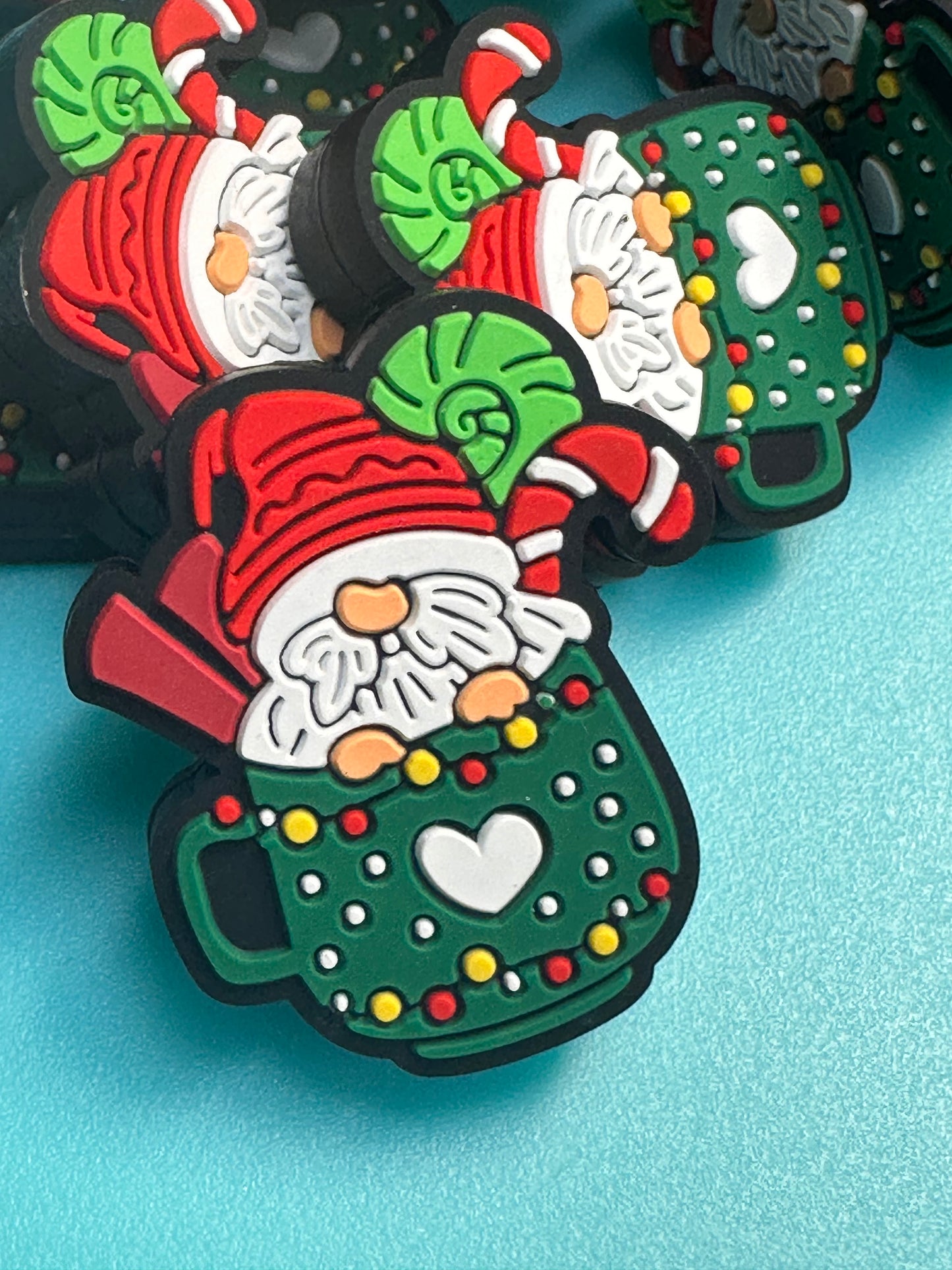 Gnome in Santa hat mug bead / Focal Bead/ beadable pen/ Silicone bead/ keychain bead/