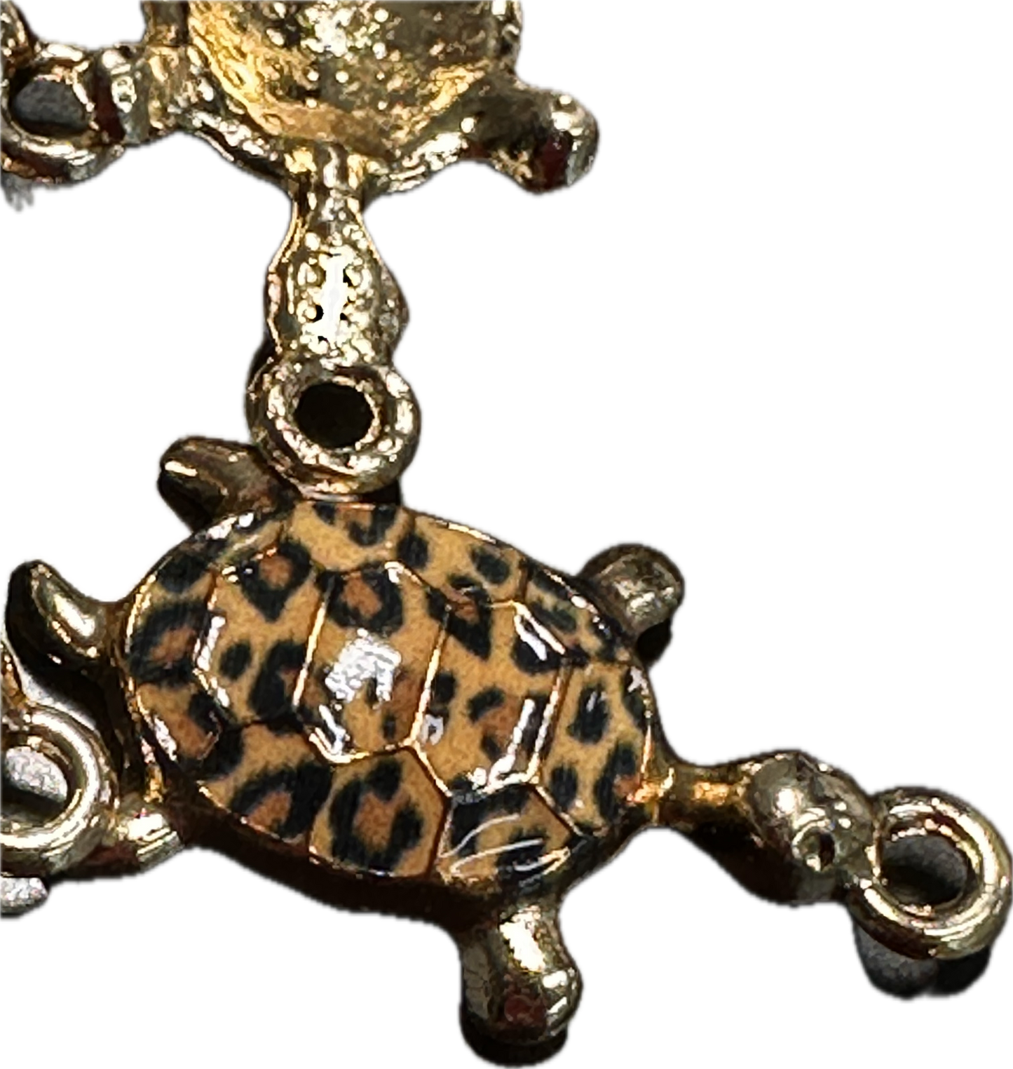 Leopard print enameled metal turtle charms/ DIY-earrings,necklace,charm bracelet/ sea turtle