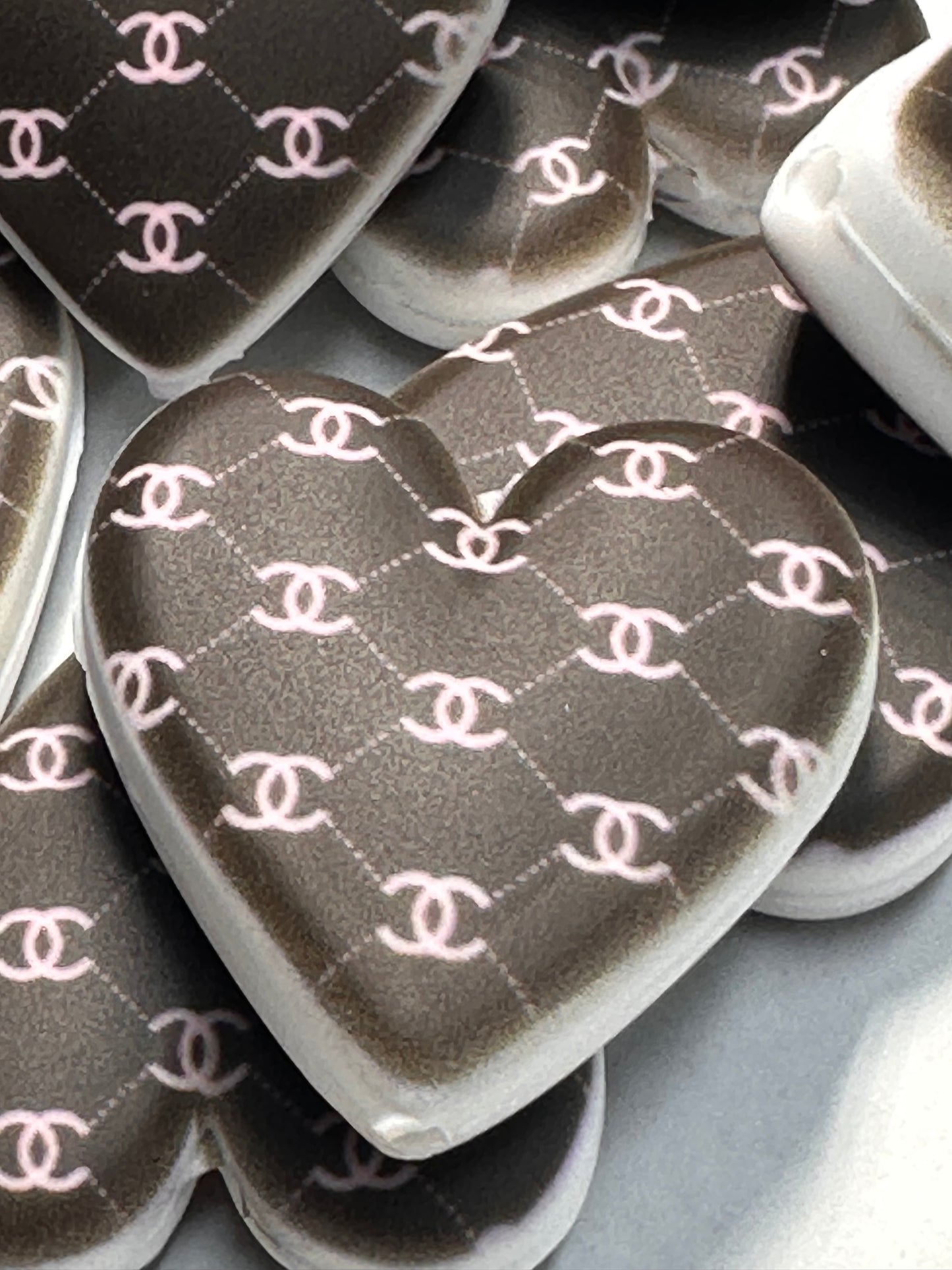 Heart shaped silicone focal bead with designs/ pen beading/ keychain bead/ DIY/ fancy bead #6