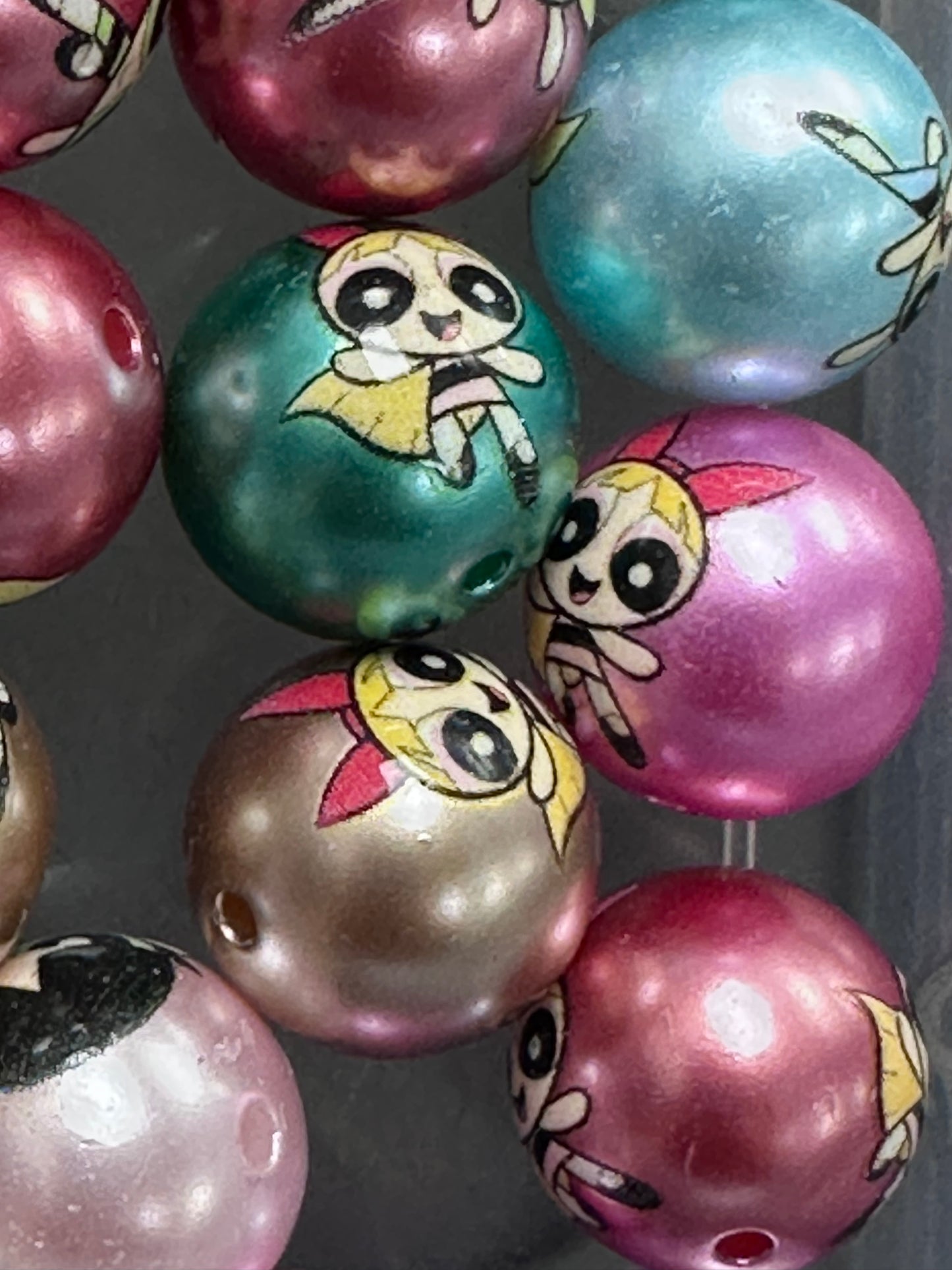 Ten (10) satin colorful PPG beads/ round shaped beads/ pen beading beads / keychain beads/ DIY/ 16mm/