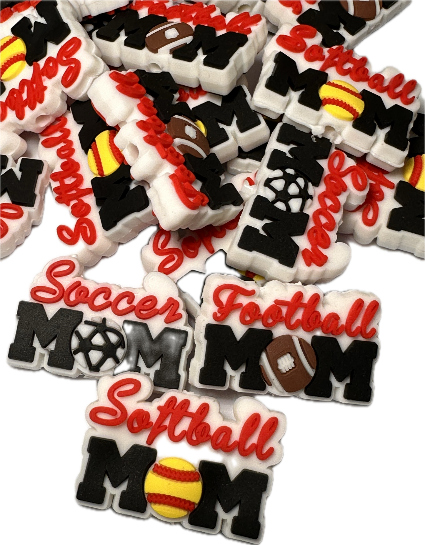 Sports Mom focal bead/ silicone bead/ pen beading / DIY / keychain/ soccer/football/softball
