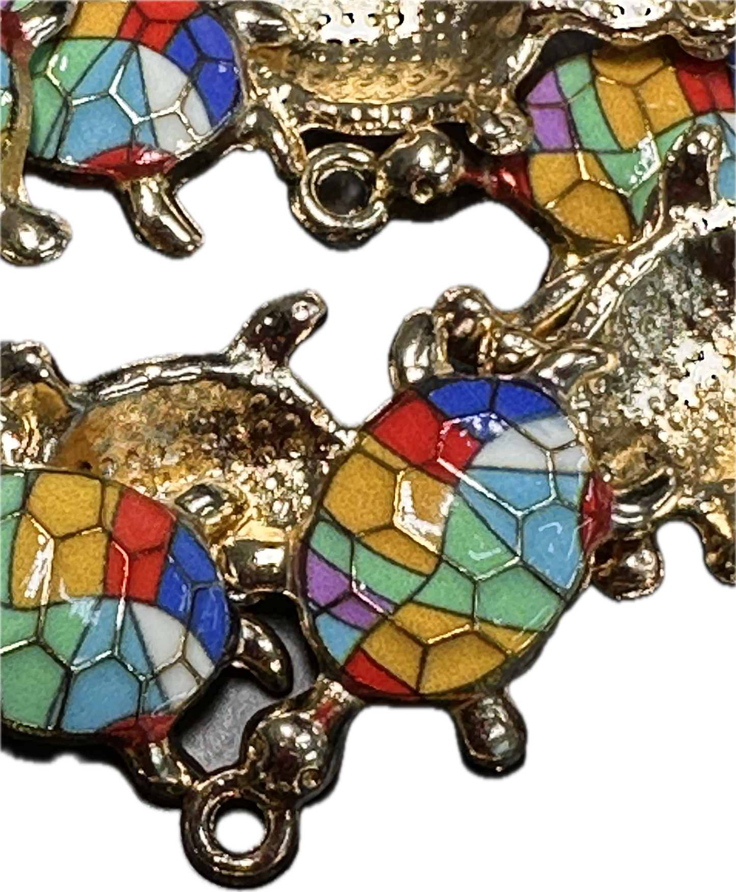Multi color mosaic enameled metal turtle charms/ DIY-earrings,necklace,charm bracelet/ sea turtle