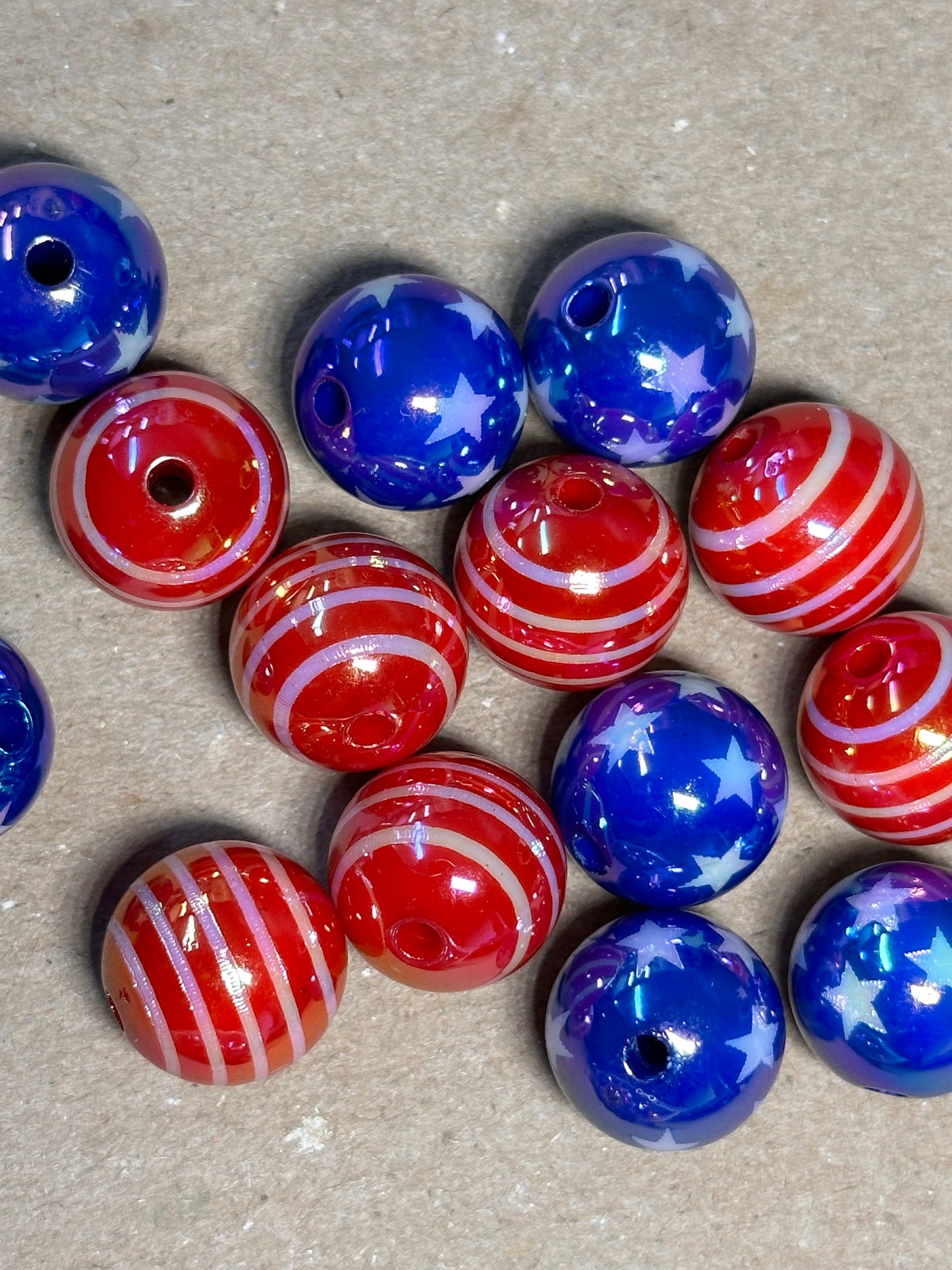 Ten (10) Acrylic Beads included/Patriotic Bead/ beadable pen/ keychain bead/ colorful beads/ 5 beads red striped beads and 5 beads blue star beads/ Trump