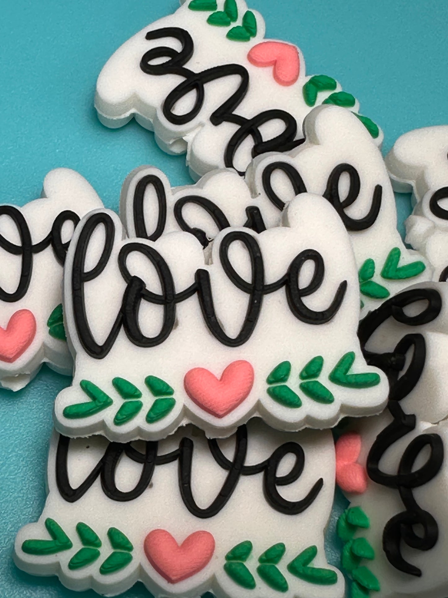 Heart Love beads/ beadable pen/ Silicone bead/ keychain bead/Valentines Day