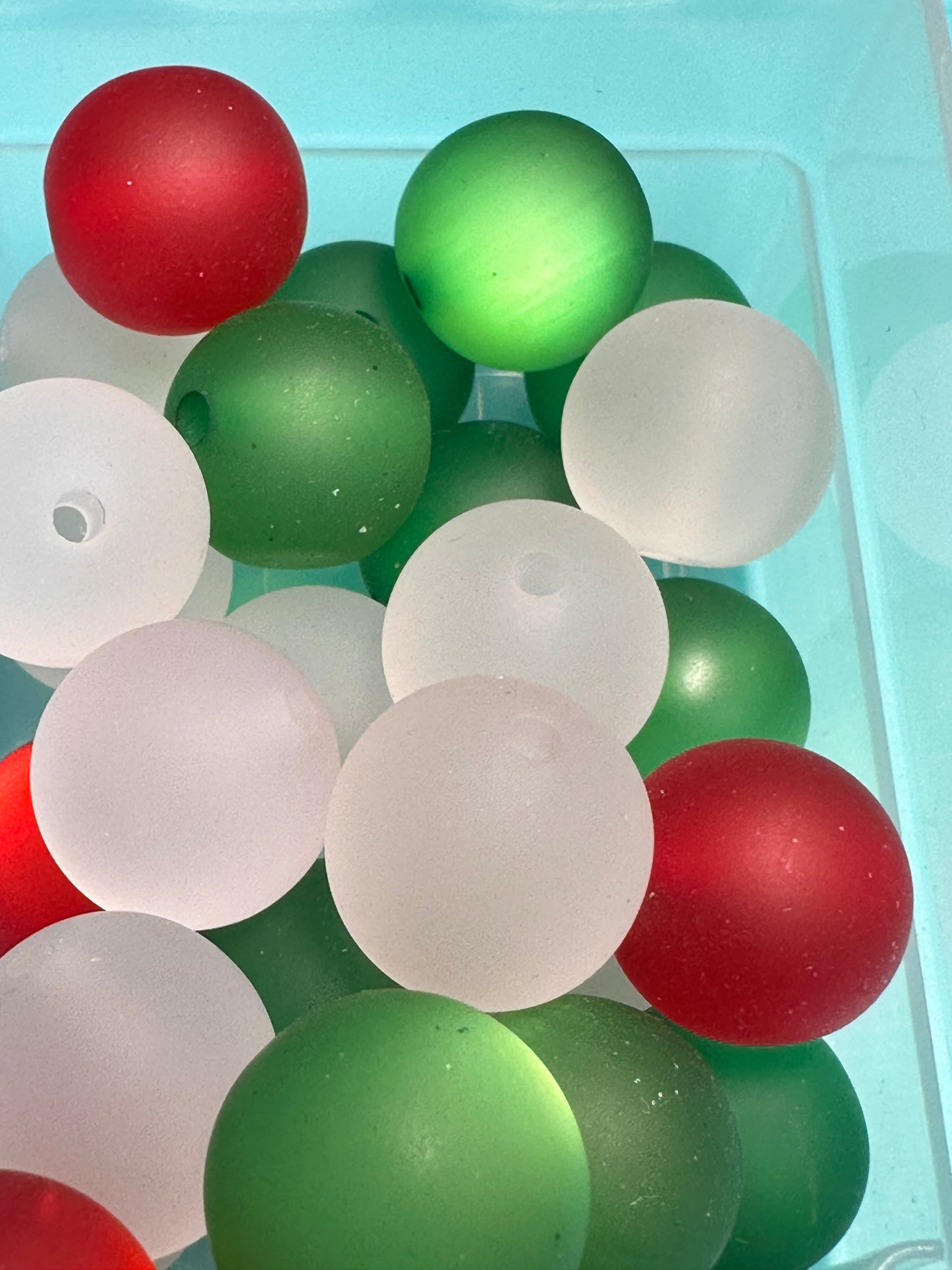 Acrylic red, green, and white beads included/ Bead/ beadable pen/ keychain bead/ Christmas bead/ Ten (10) beads