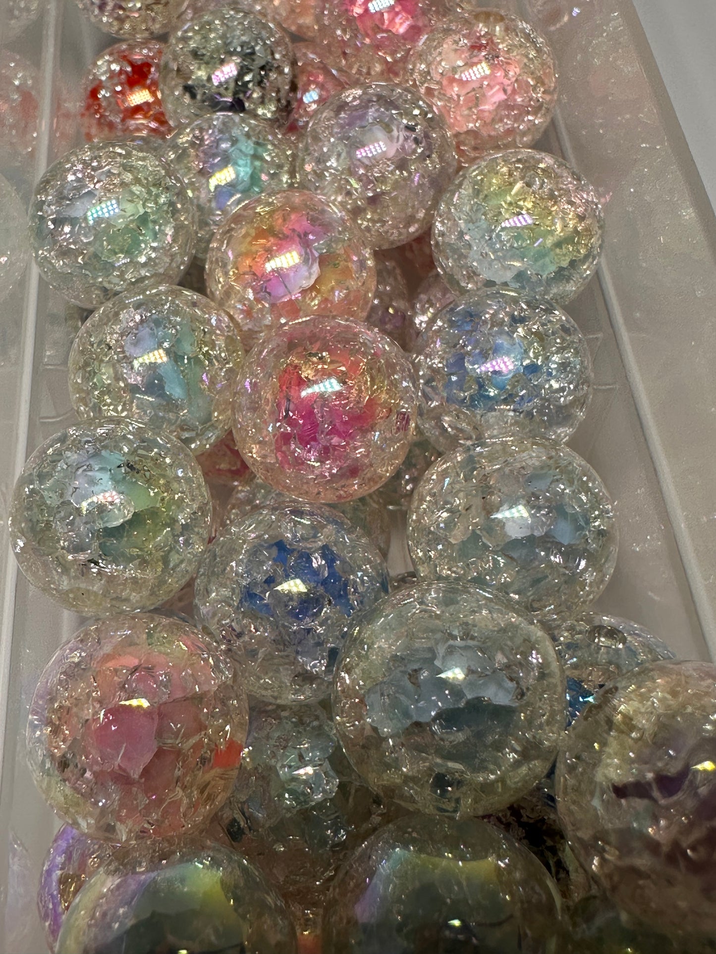 Double Crackle beads/Ten (10) beads / jewelry Beads/ beadable pen/ keychain bead/ acrylic/ 16mm