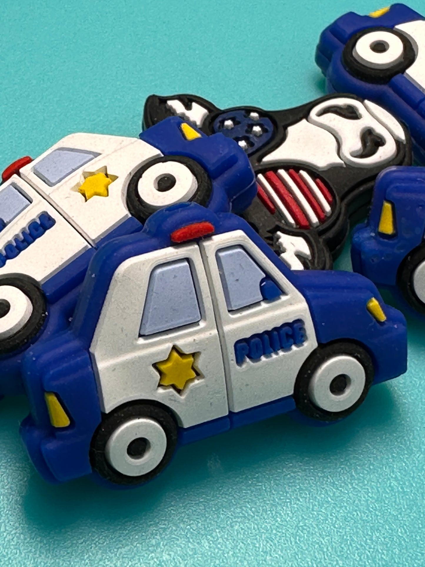Police car focal beads/ Focal Bead/ beadable pen/ Silicone bead/ keychain bead/ DIY/vintage cars