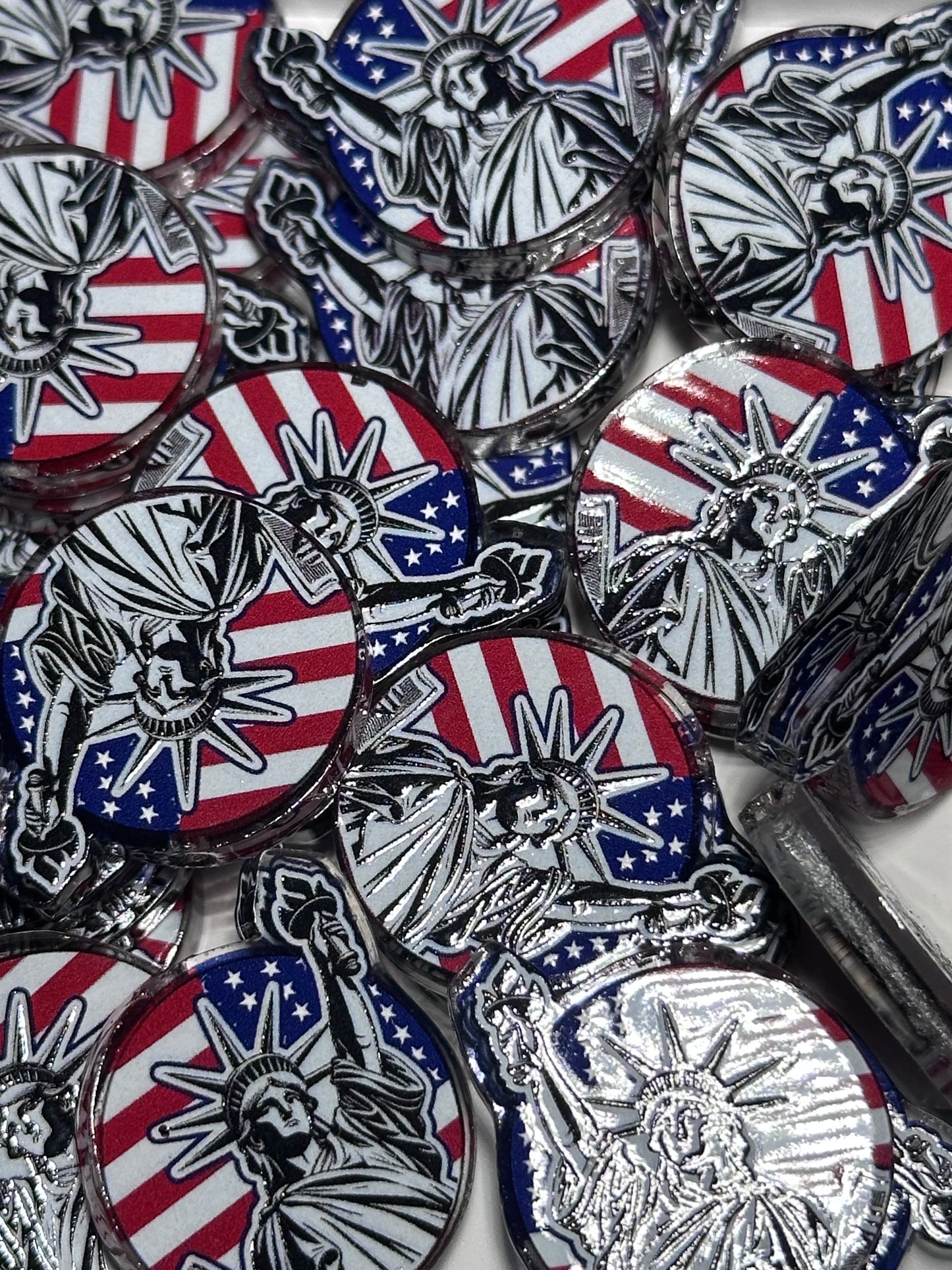 USA Patriotic acrylic focal bead- set of 2/ focal bead/ pen beading / keychain bead/Statue of Liberty