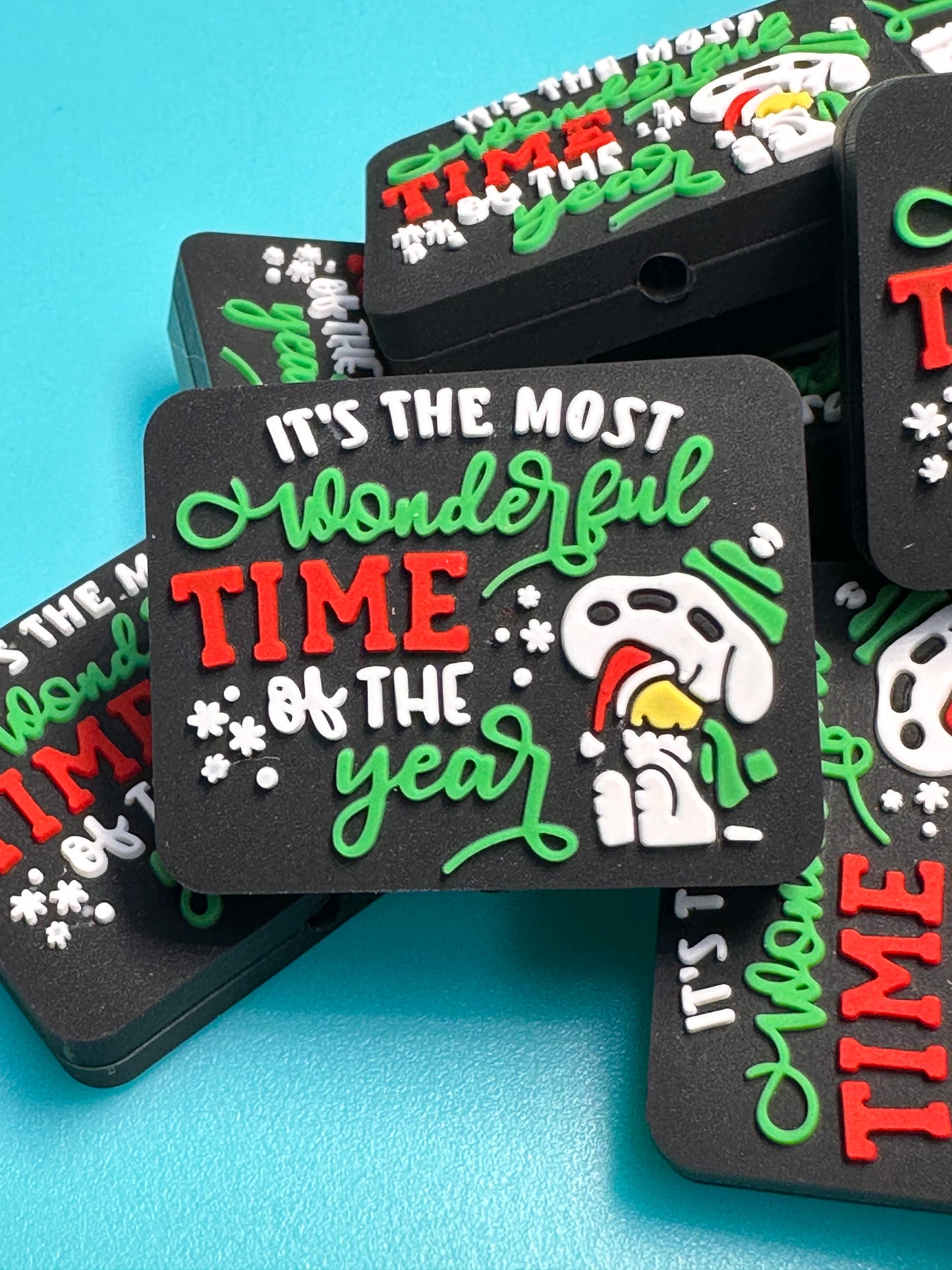 The most wonderful time Focal Bead/ beadable pen/ Silicone bead/ keychain bead/Christmas