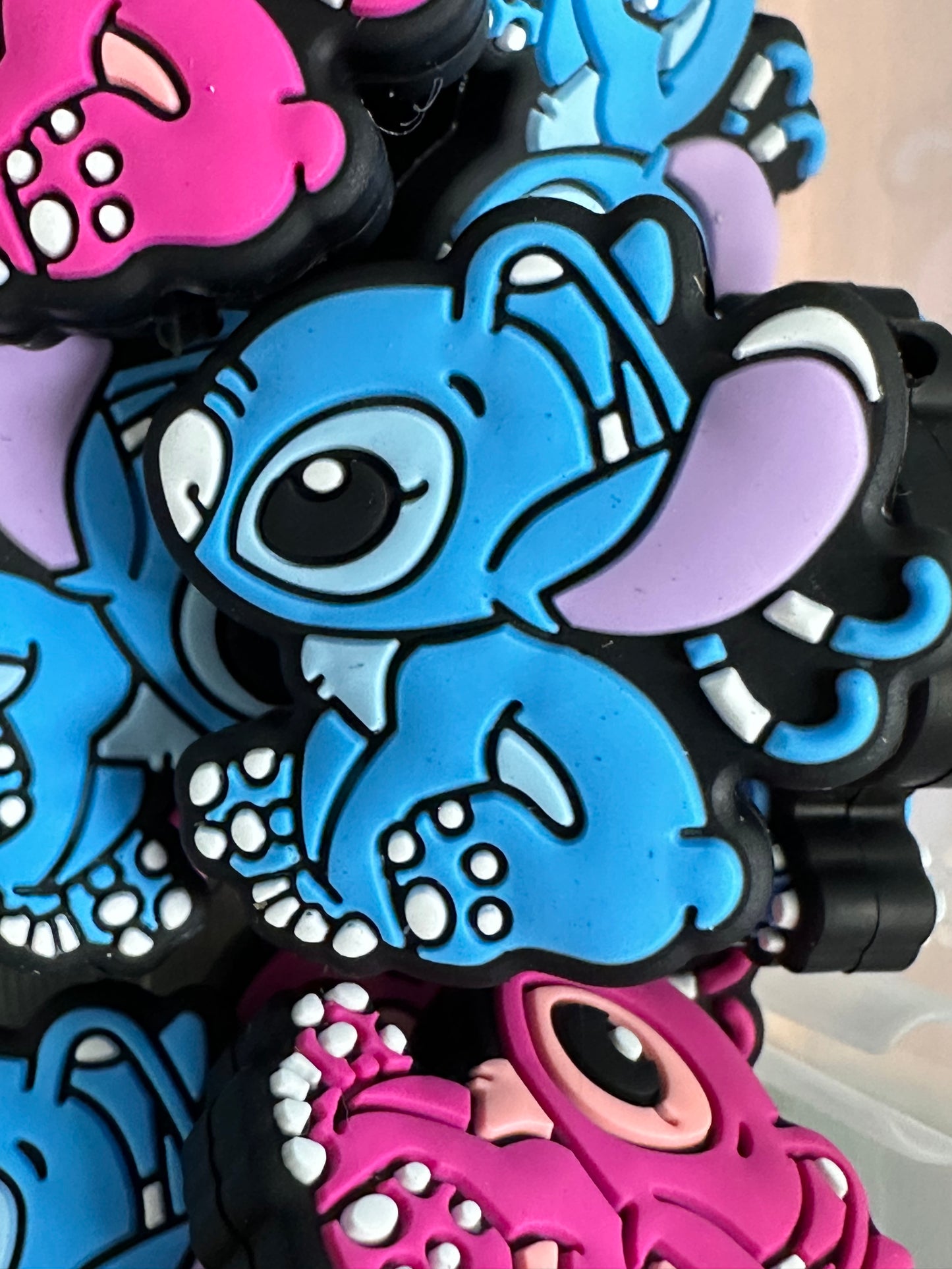 Blue guy / Focal Bead/ beadable pen/ Silicone bead/ keychain bead/ pink girl/ Ang and Stit