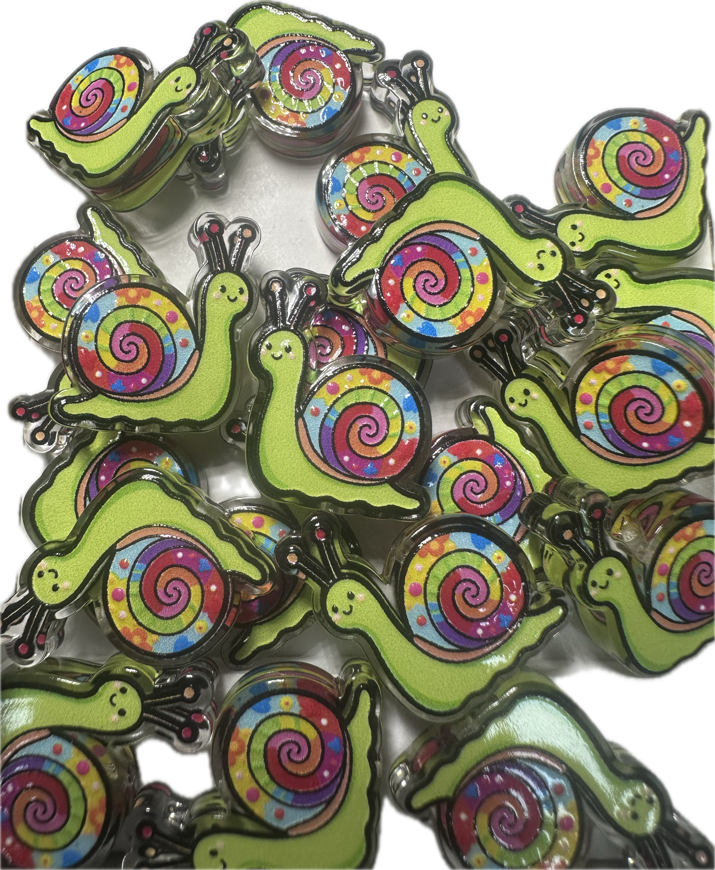 Colorful snail acrylic focal bead- set of 2/ focal bead/ pen beading / keychain bead/