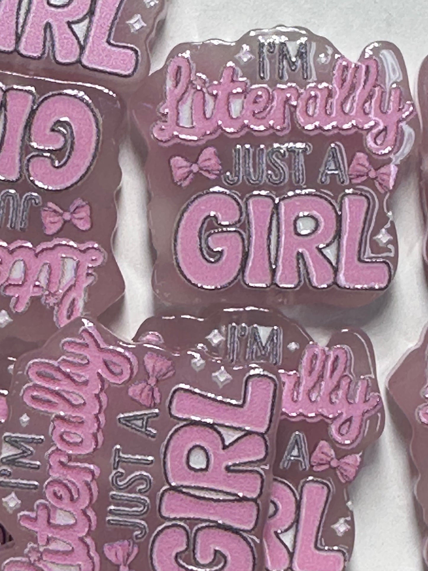Just a girl acrylic focal bead- set of 2/ focal bead/ pen beading / keychain bead