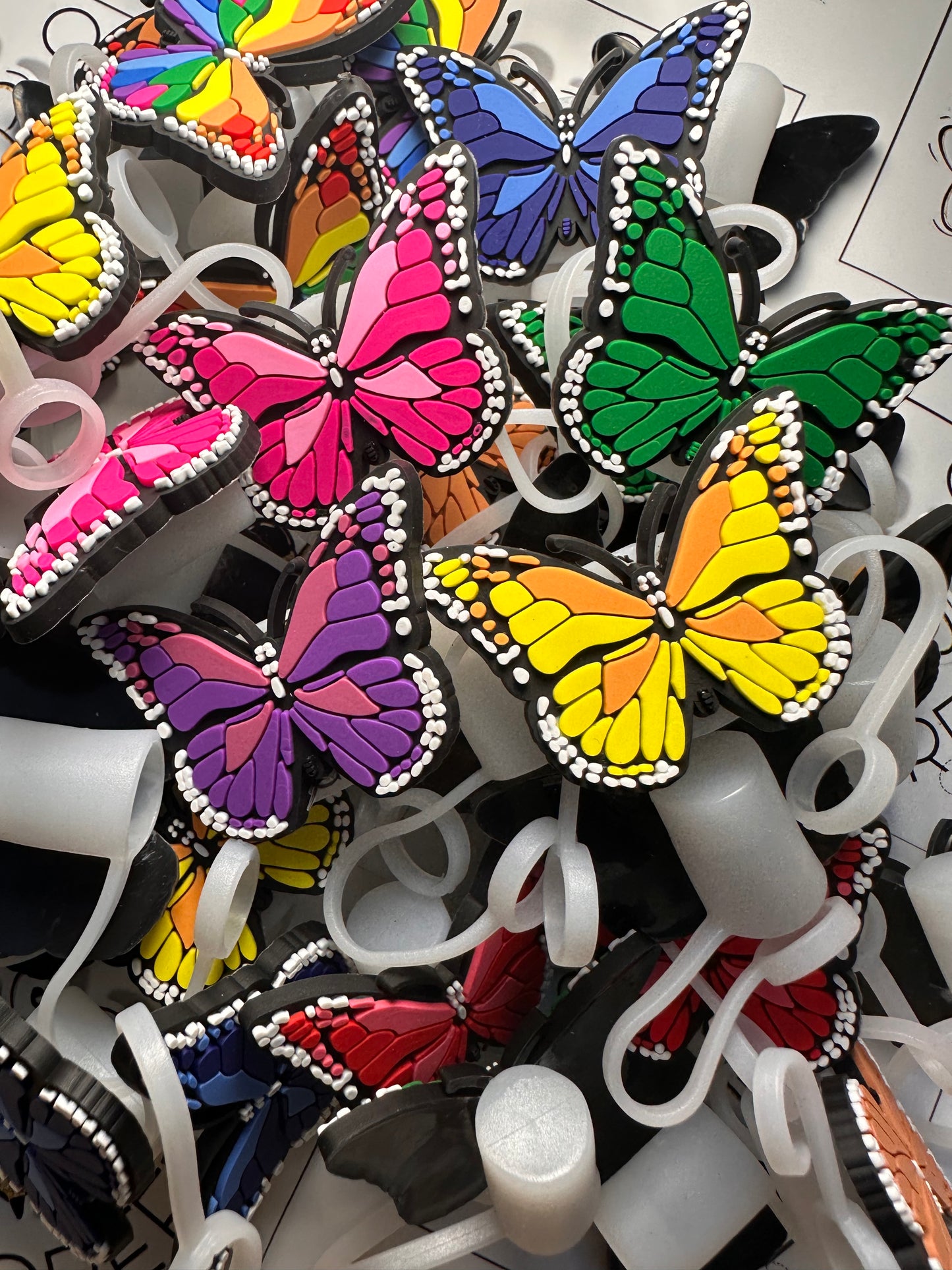Butterfly straw toppers/ fits 30-40 oz tumbler cups /Butterfly 22mm +