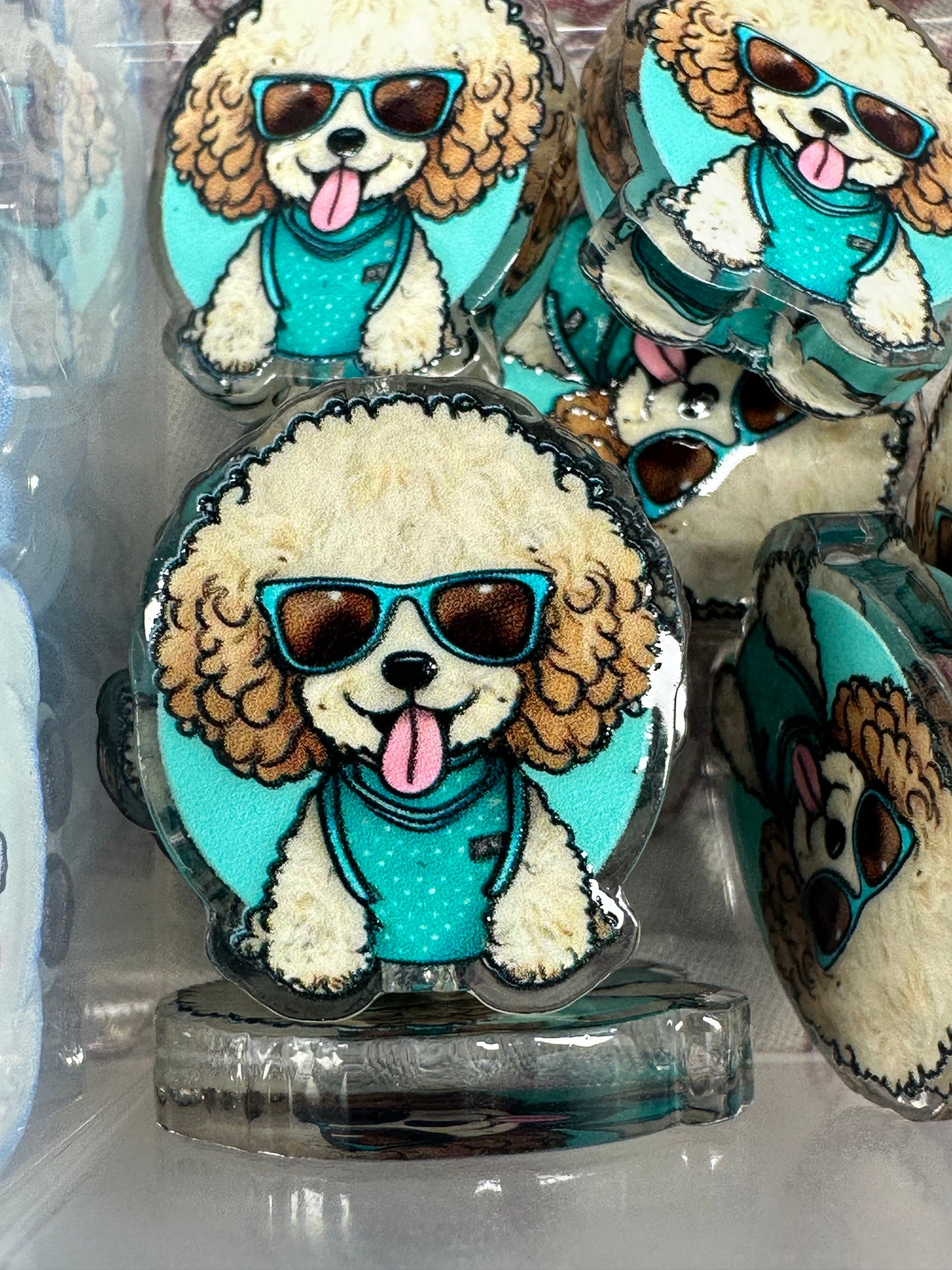 Poodle acrylic focal bead- set of 2/ focal bead/ pen beading / keychain bead/ Golden doodle puppy / dog