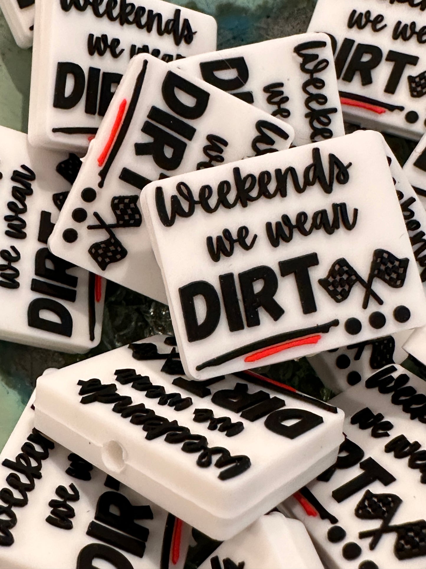 Racing silicone focal bead/ dirt track
