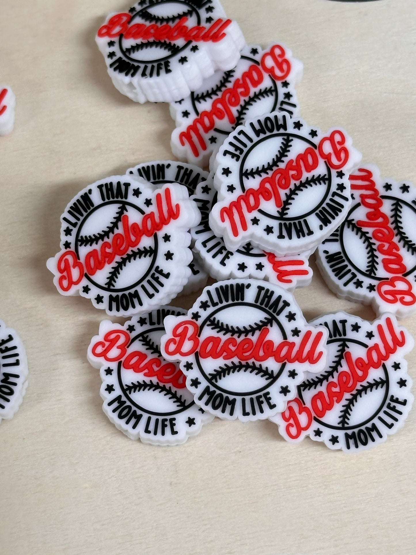 Mom life silicone focal bead/ Baseball