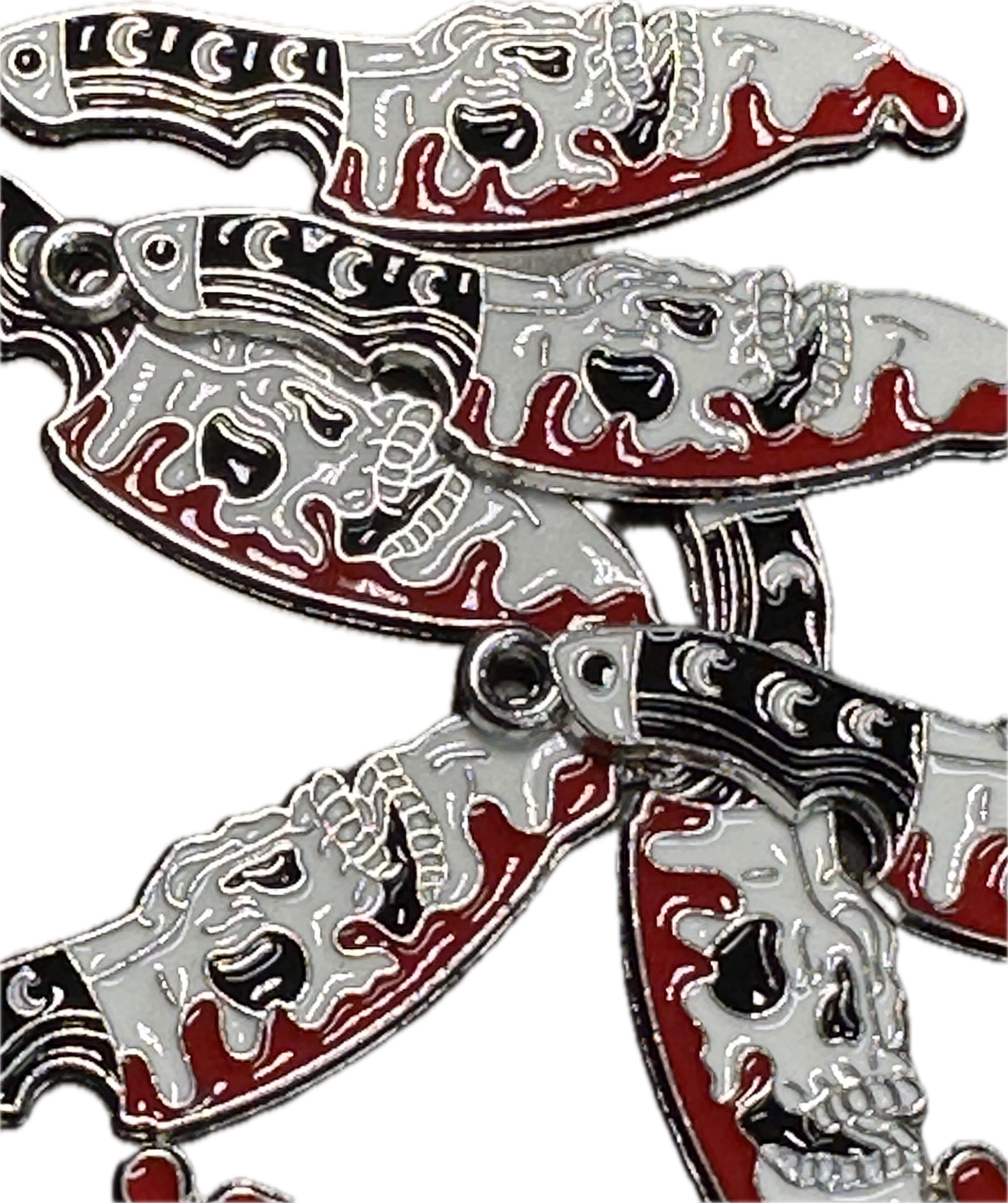 Gothic Skull Charms with red drips – Halloween DIY Jewelry & Craft Supplies