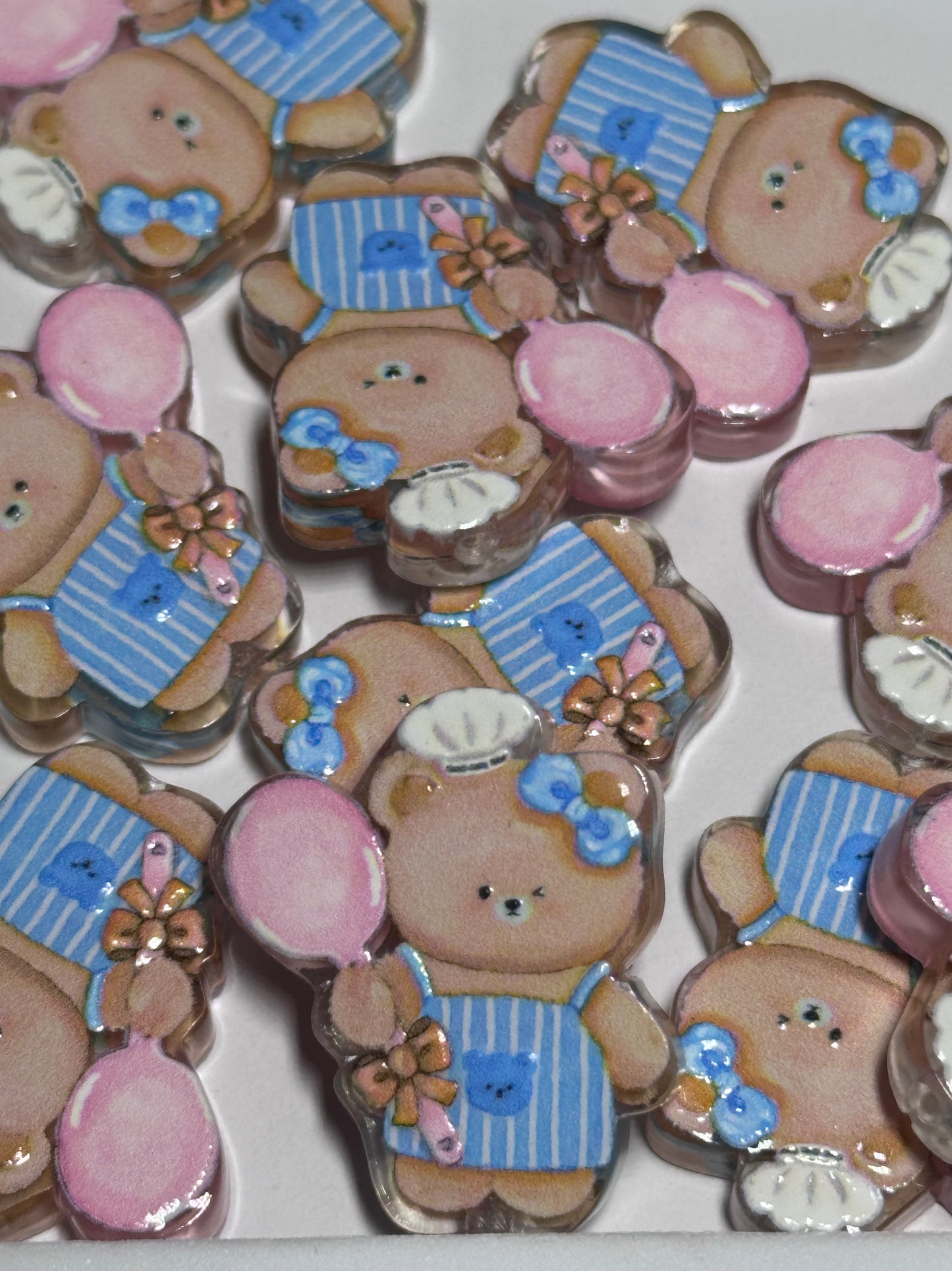 Teddy Bear acrylic focal bead- set of 2/ focal bead/ pen beading / keychain bead/