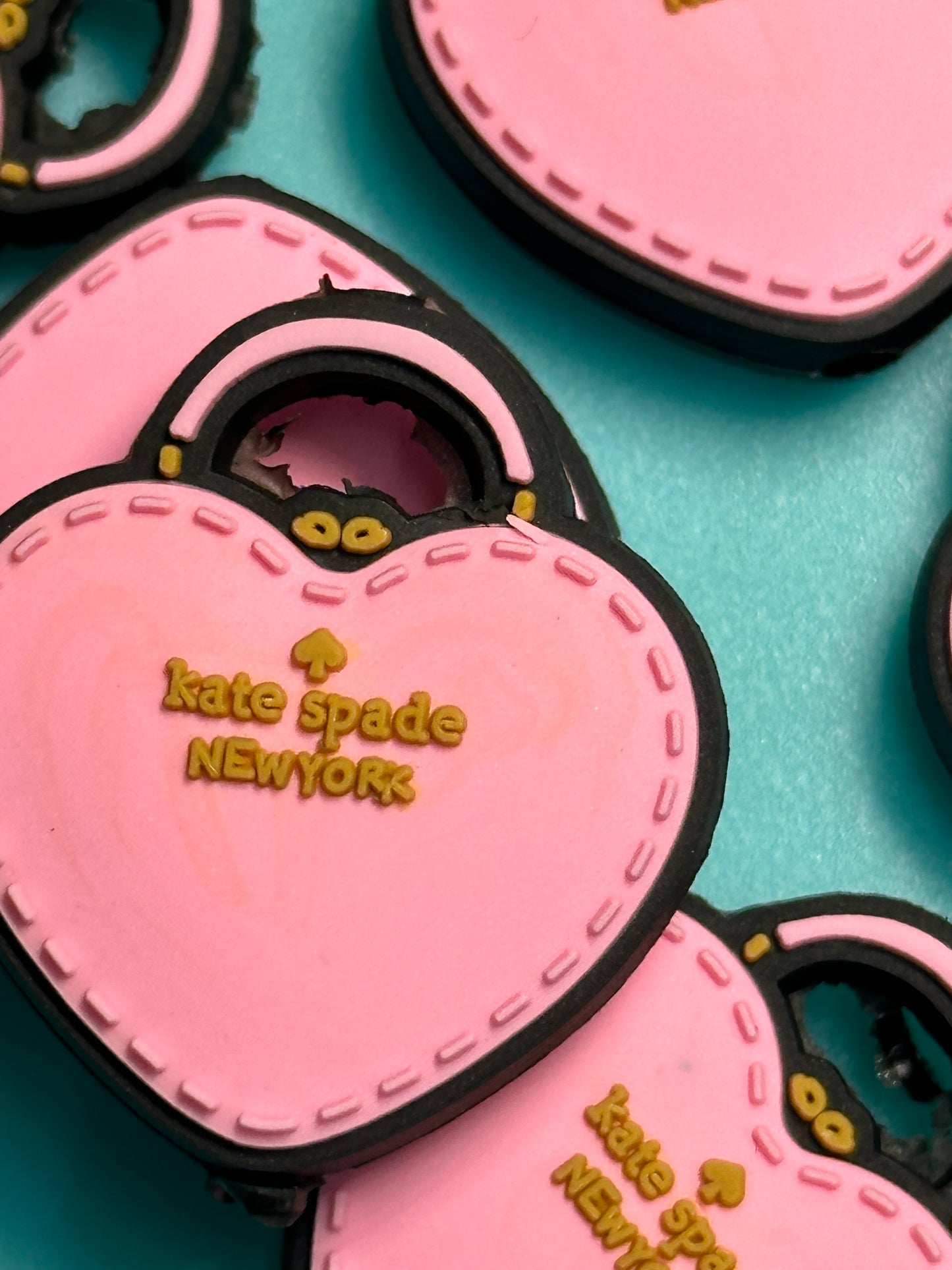 Heart shaped Purse Handbag silicone bead/ focal bead/KM pink tote with clasp/ pen beading / keychain bead #2