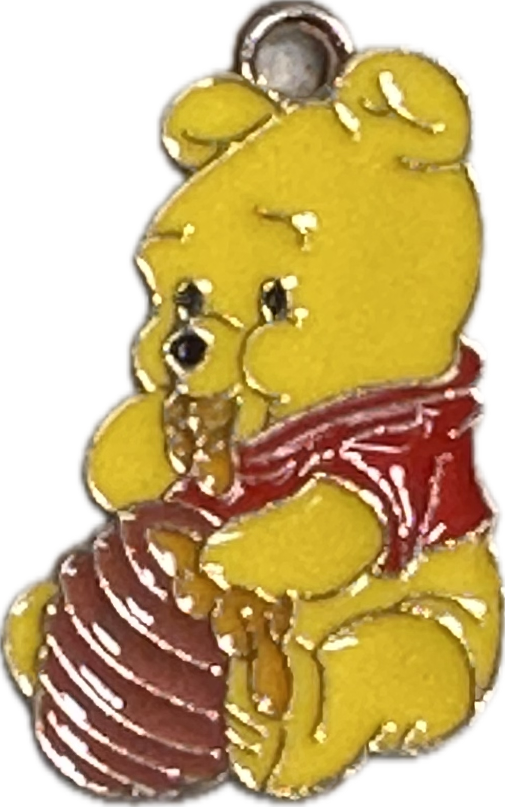 Enameled metal charm/yellow bear with honey pot/ pendant/ DIY charm bracelet/ DIY necklace
