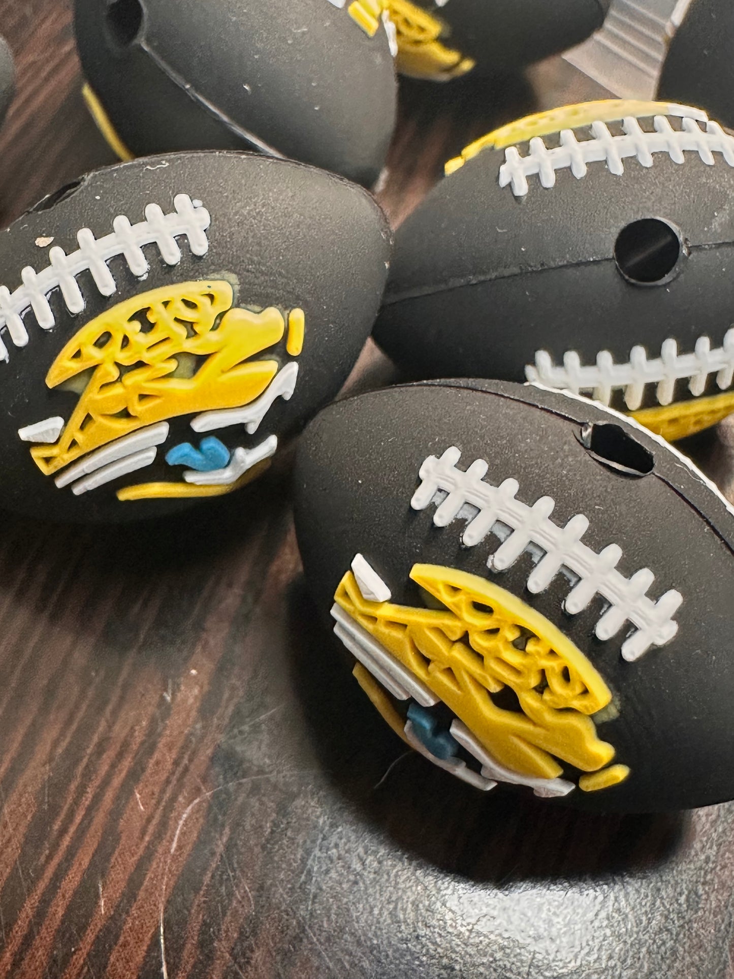 3D Jacksonville Jaguars focal bead / Football shaped silicone bead