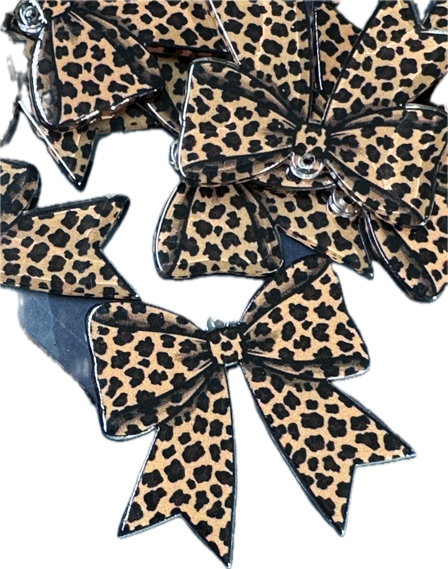 Cute Leopard Print Bow Acrylic Pendants – Cute Bow Charms for DIY Crafts (Set of 5)
