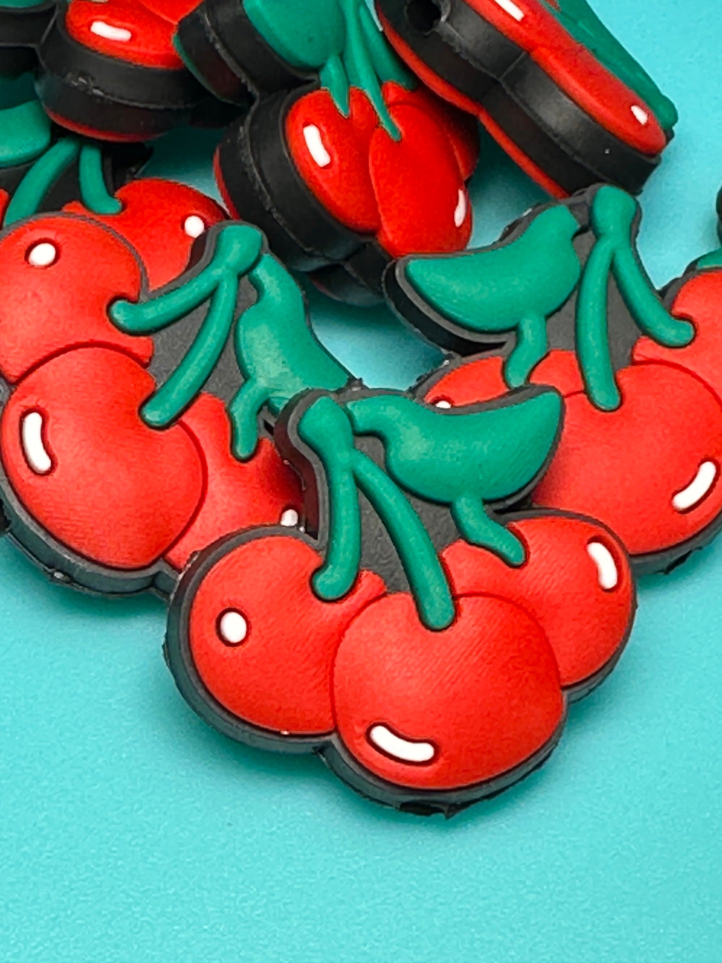 Cherries Silicone focal bead for pen beading and keychain DIY/ snack food/ #2