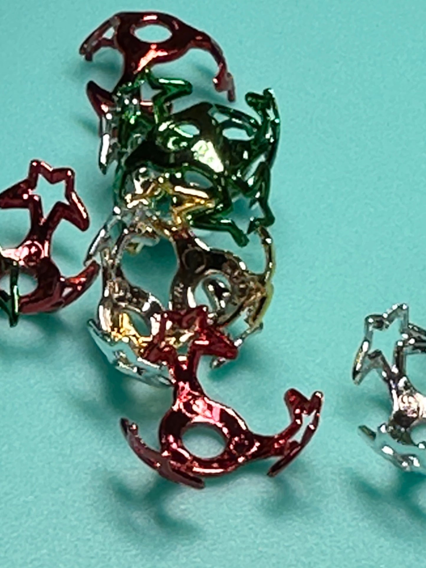 Metallic bead cages/ jewelry Bead/ beadable pen/ keychain bead/fits up to 15mm /plastic/ Ten (10) pieces included-5 sets