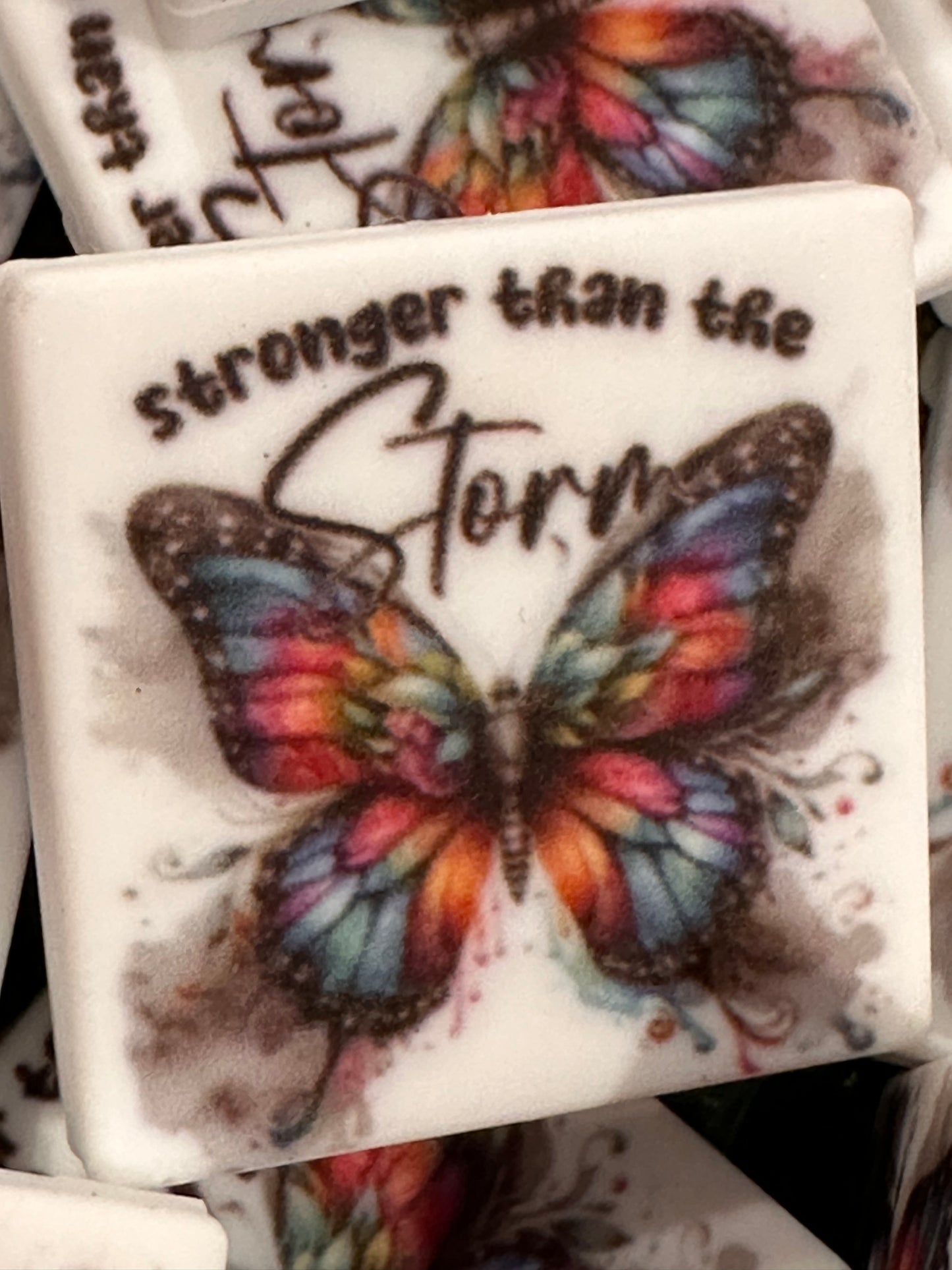 Butterfly silicone focal bead/ storm/ pen beading/ adversity