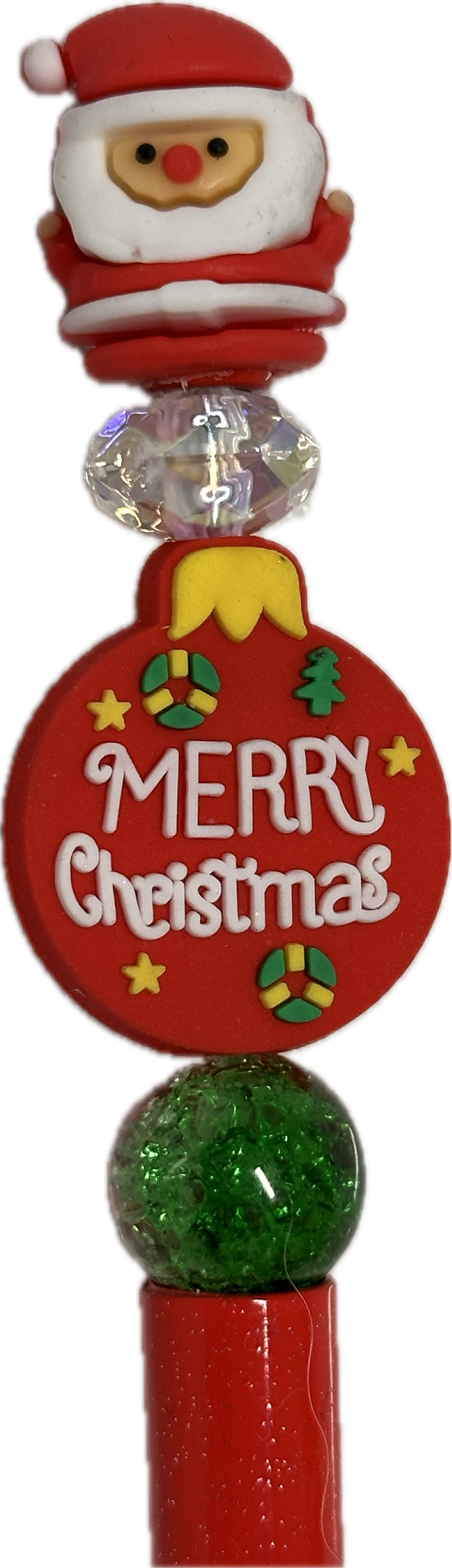 Merry Christmas ornament focal bead/ beadable pen/ Silicone bead/ keychain bead-set of 2 focals included