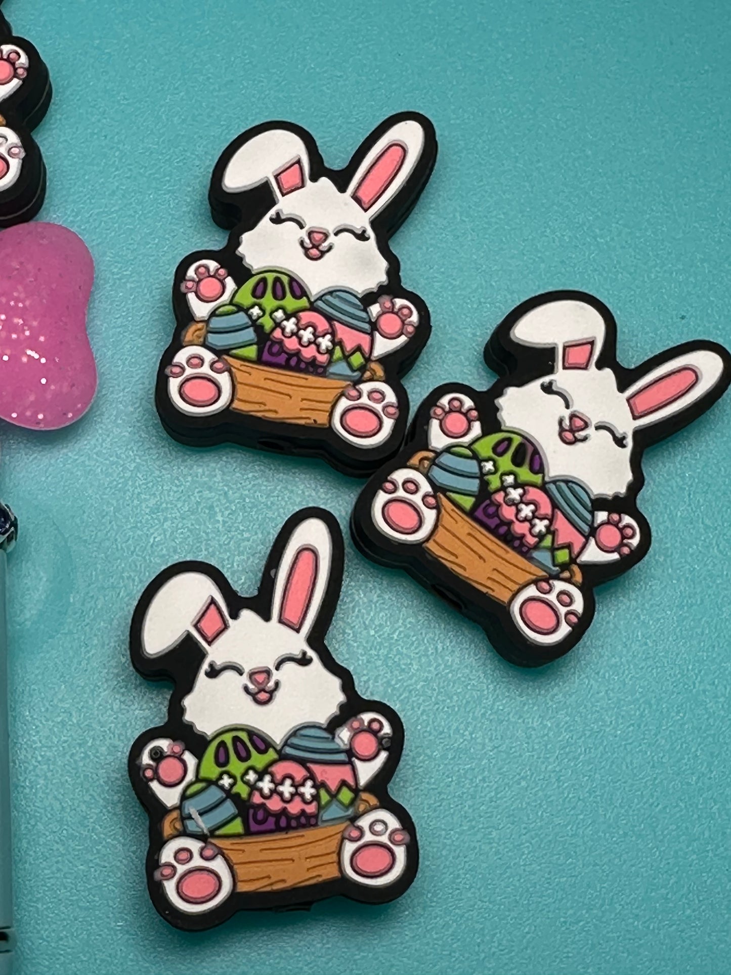 Easter bunny focal bead/ silicone bead/ pen beading/ DIY/ Easter egg/ bunny ears