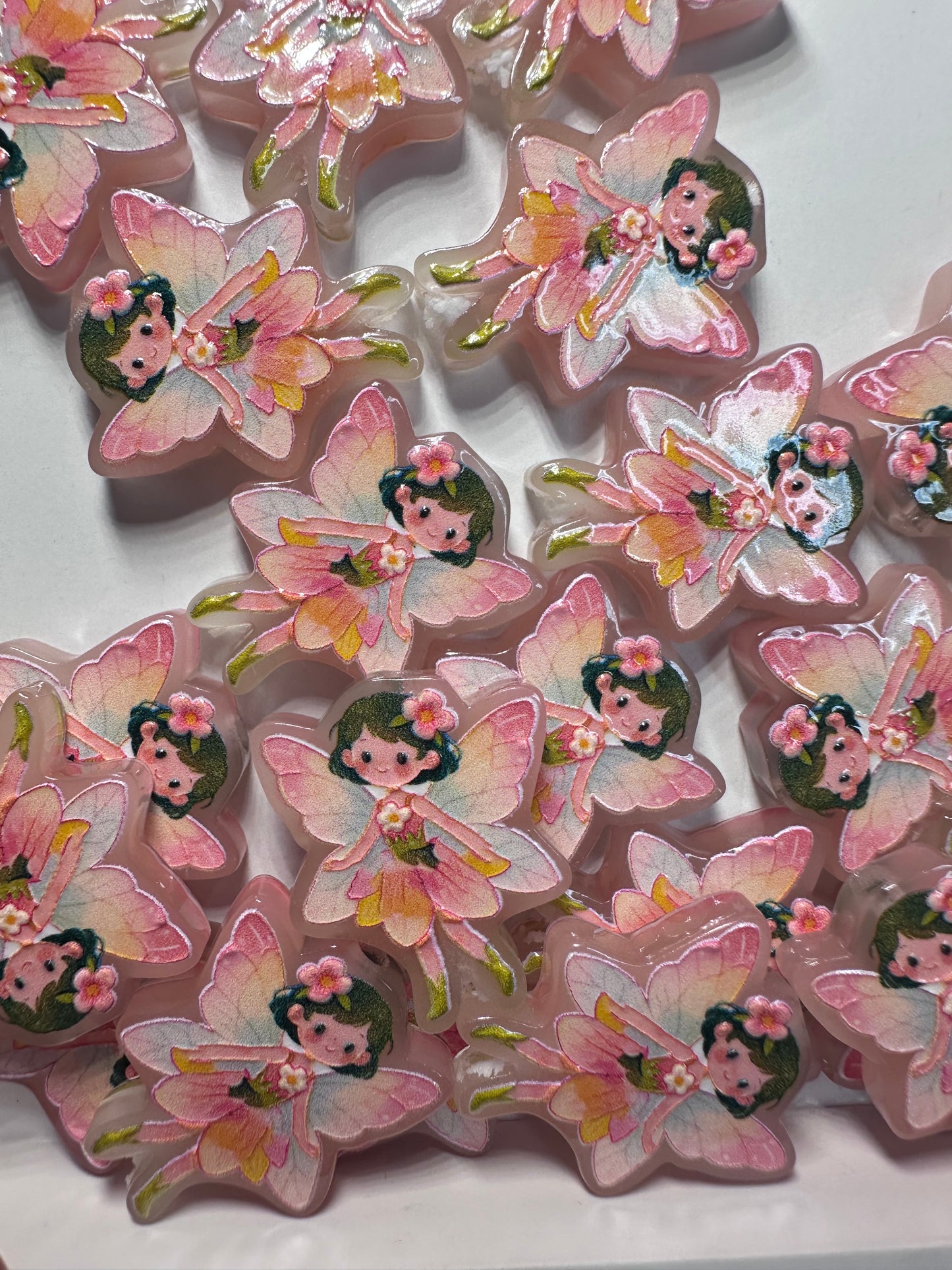 Peach Pink Fairy acrylic focal bead- set of 2/ focal bead/ pen beading / keychain bead