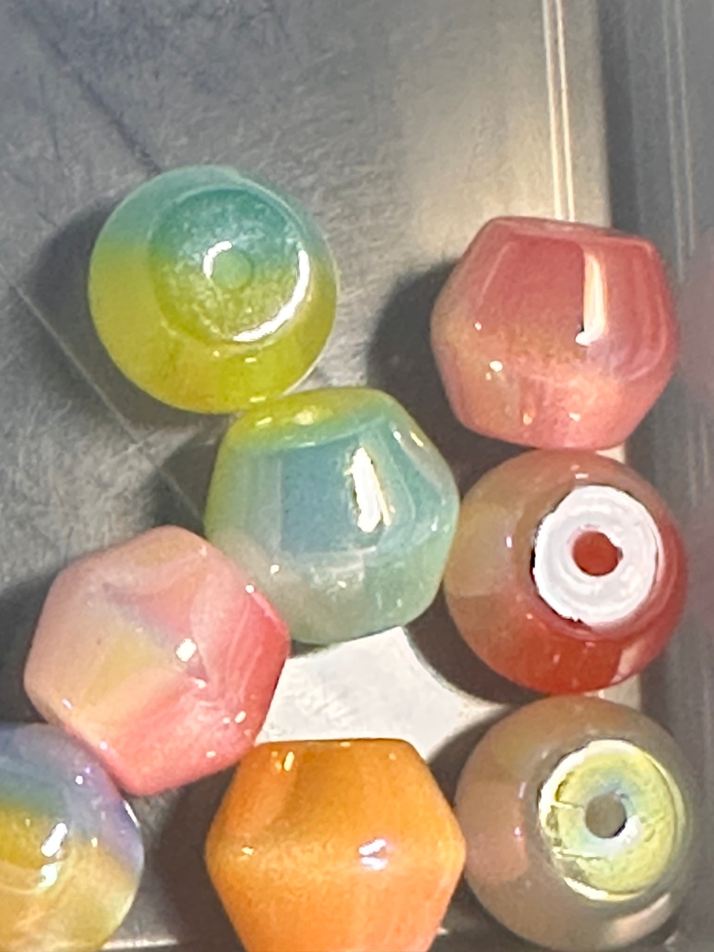 Ten (10) acrylic assorted random color rhombus shaped beads included/ jewelry Bead/ beadable pen beads/ keychain bead/ DIY/ shiny unique shaped/ UV coated